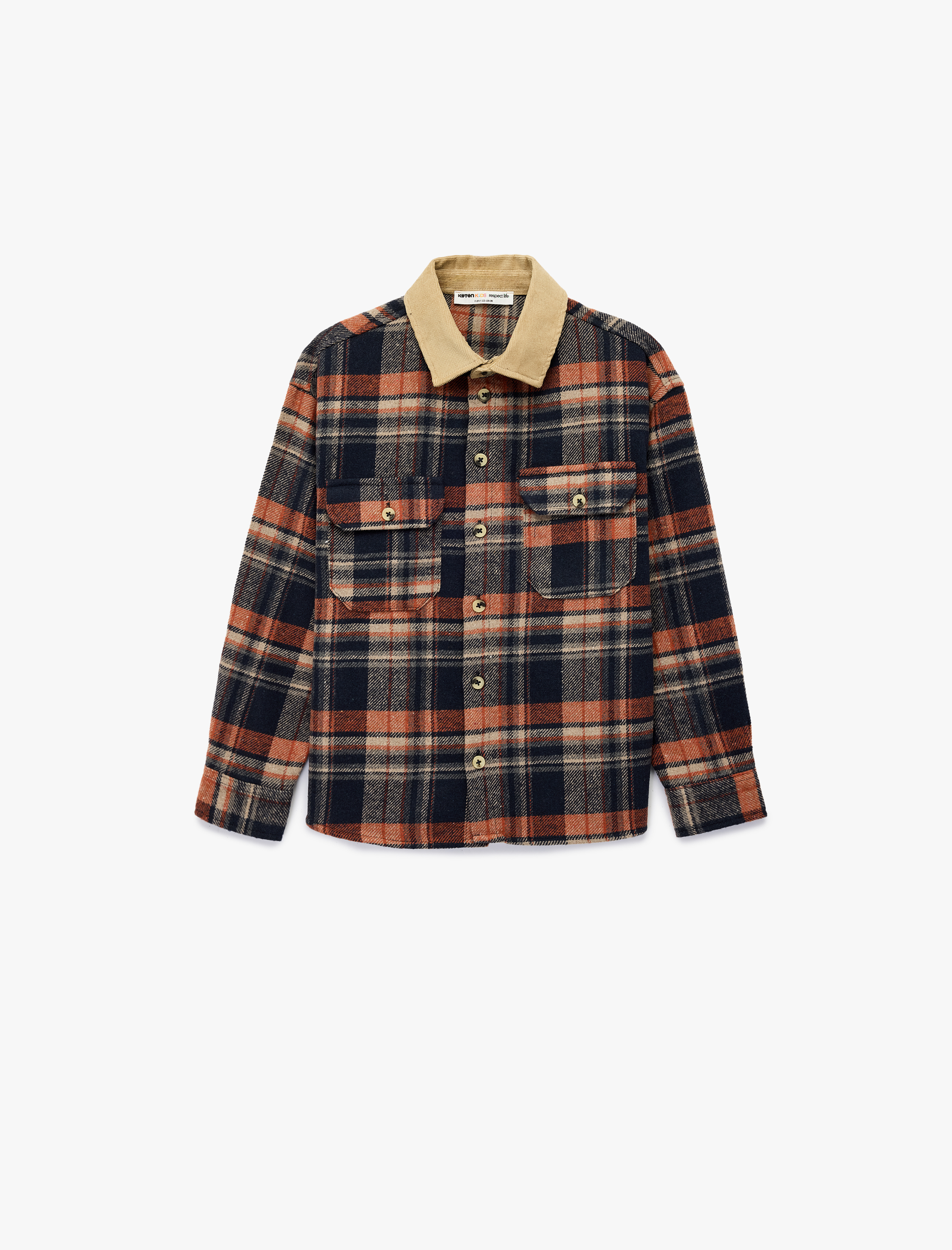  Erkek Çocuk Uzun Kollu Cep Detaylı Ekoseli Oduncu Gömlek