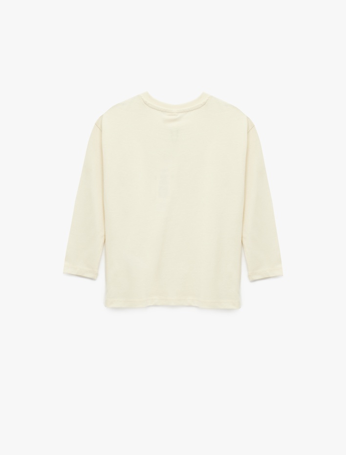 Erkek Bebek Pamuklu Uzun Kollu Bisiklet Yaka Baskılı Tişört