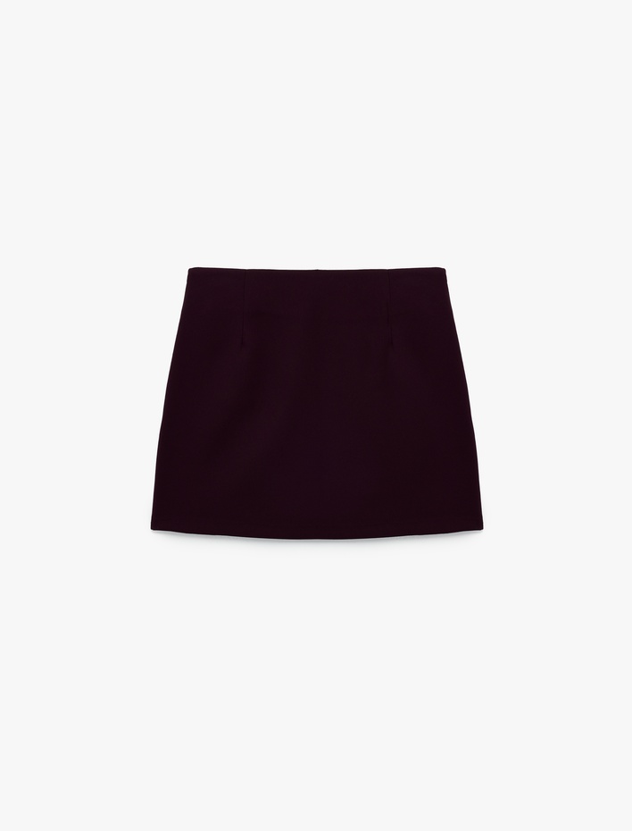  Ön Yırtmaçlı A Kesim Slim Fit Mini Etek