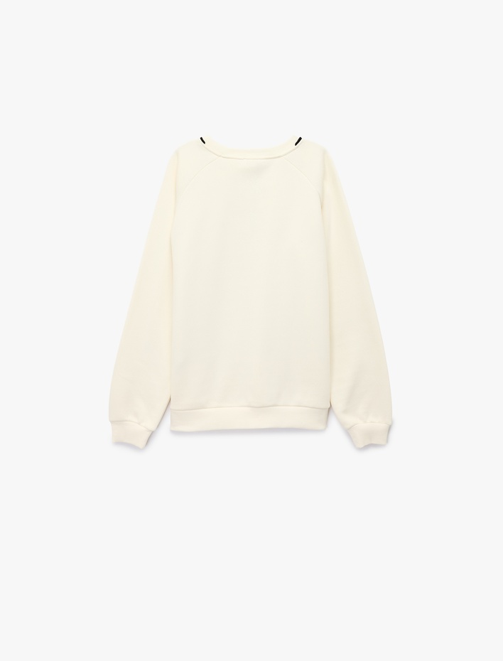 Kız Çocuk Fiyonk Detaylı Uzun Kollu Bisiklet Yaka Sweatshirt