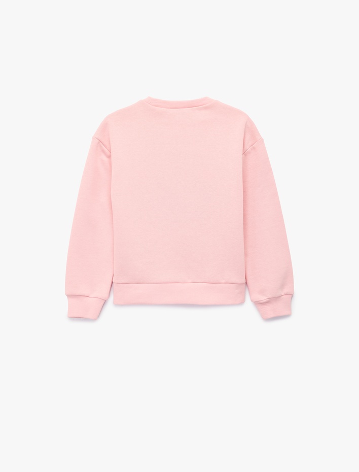 Kız Çocuk Pamuklu Uzun Kollu Unicorn Baskılı Şardonlu Sweatshirt