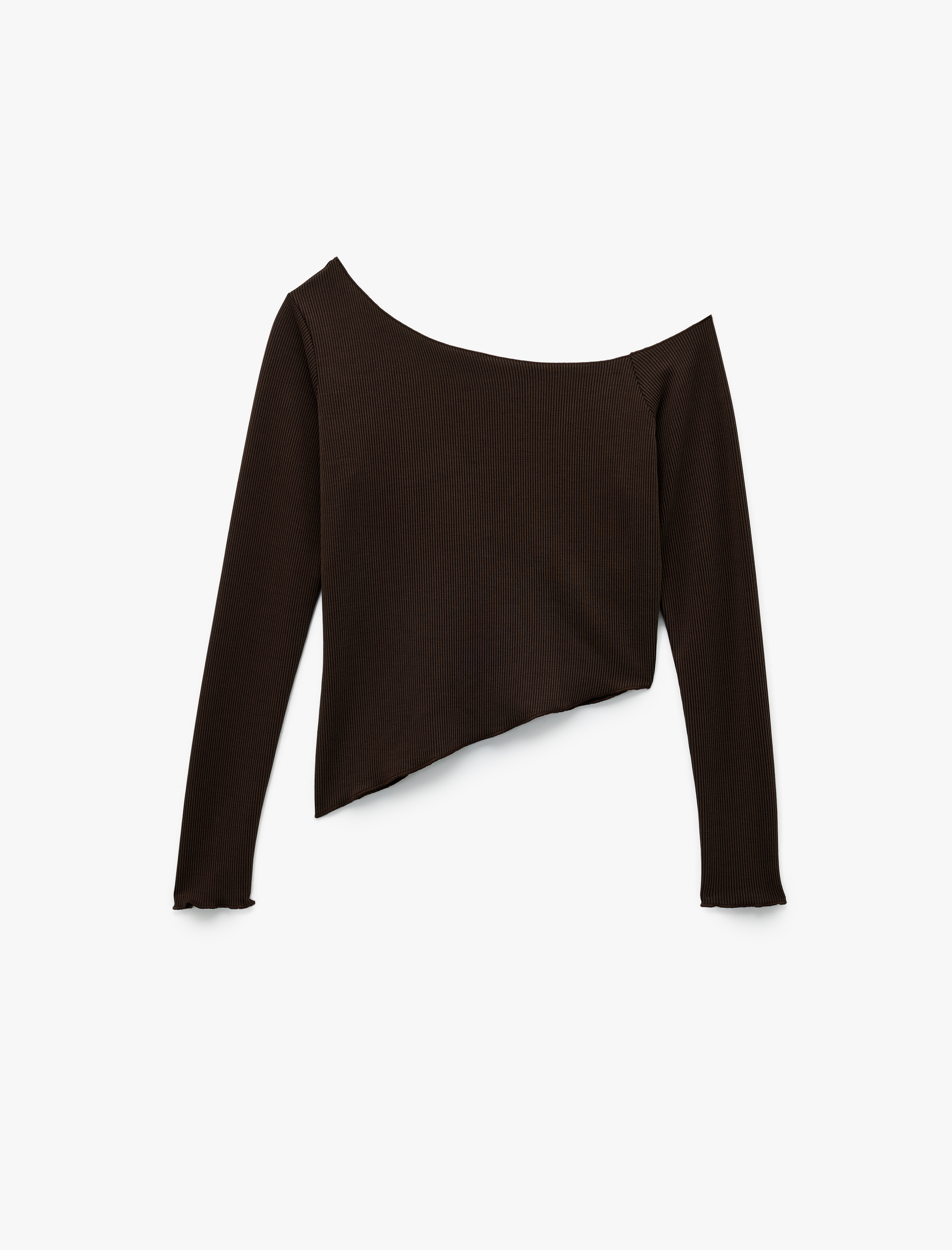   Koton X Sibil Çetinkaya - Slim Fit Uzun Kollu Asimetrik Yaka Tek Omuz Bluz