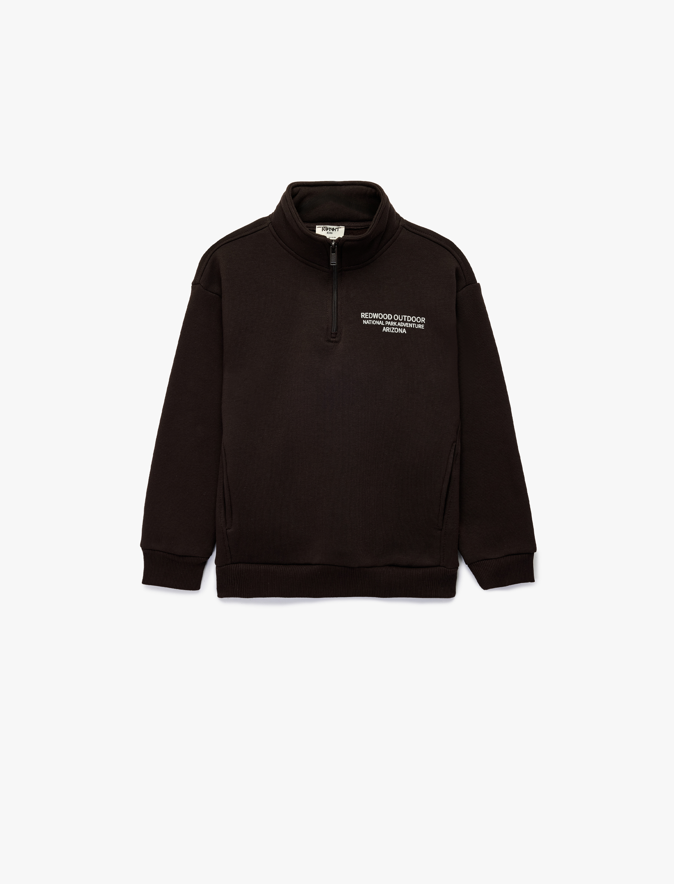  Erkek Çocuk Uzun Kollu Şardonlu Yarım Fermuarlı Dik Yaka Sweatshirt