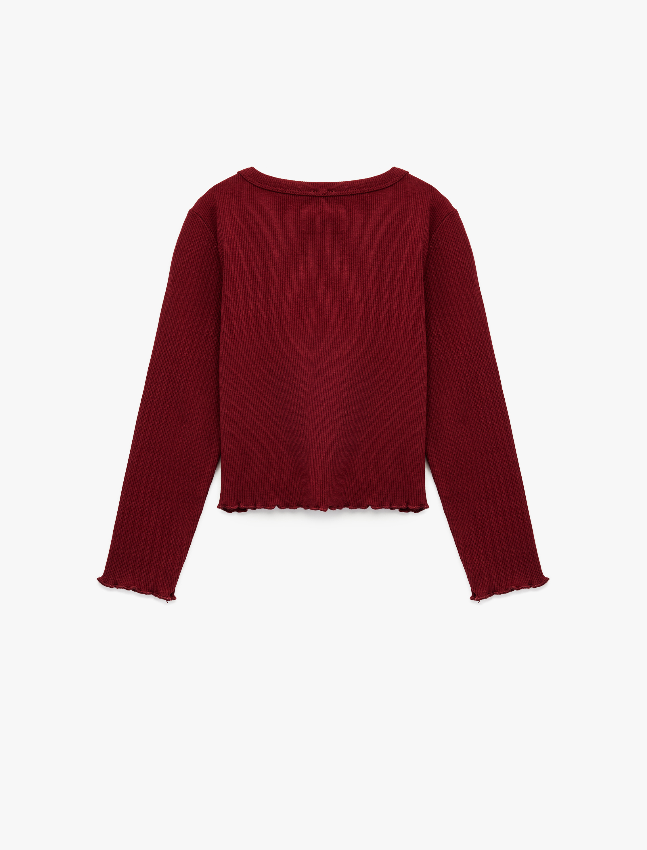  Kız Çocuk Uzun Kollu Bisiklet Yaka Fiyonk Pencere Detaylı Kaşkorse Tişört