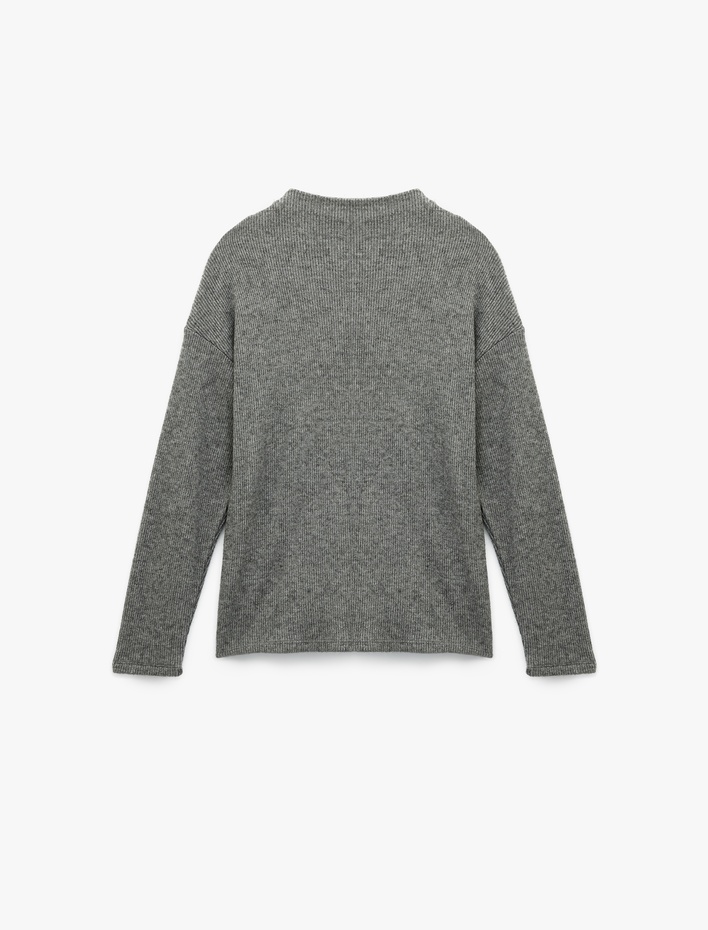  Uzun Kollu Yuvarlak Kayık Yaka Fitilli Tişört