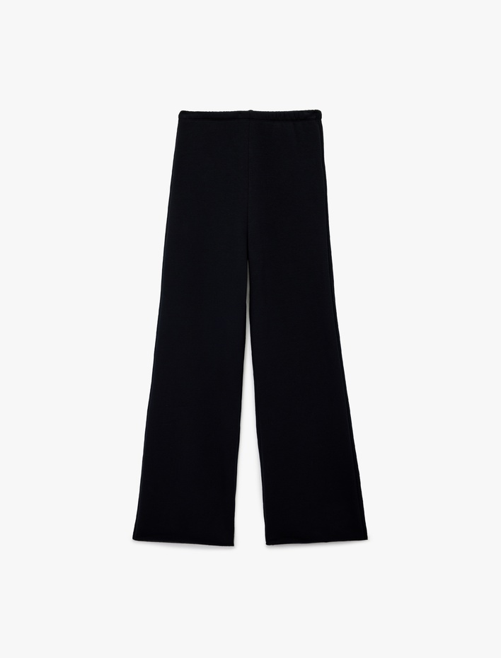  Beli Lastikli Yüksek Bel İspanyol Paça Uzun Eşofman Altı