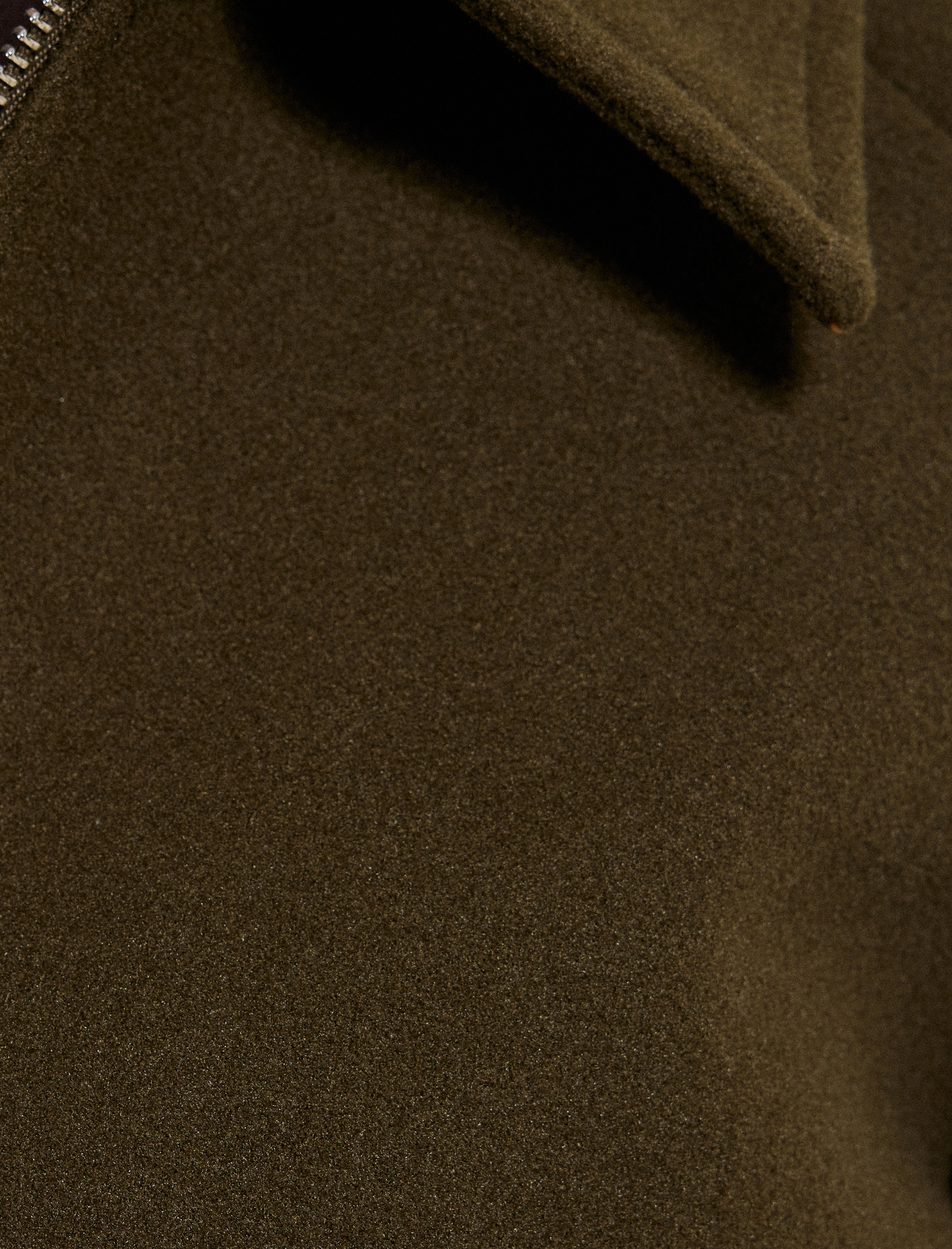   Uzun Kollu Fermuar Detaylı Cepli Crop Kaşe Ceket