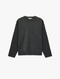 Bisiklet Yaka Uzun Kollu Triko Oversize Kazak