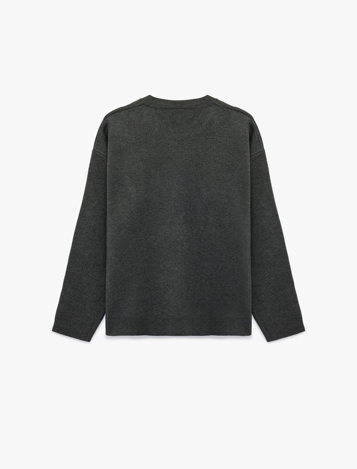  Bisiklet Yaka Uzun Kollu Triko Oversize Kazak