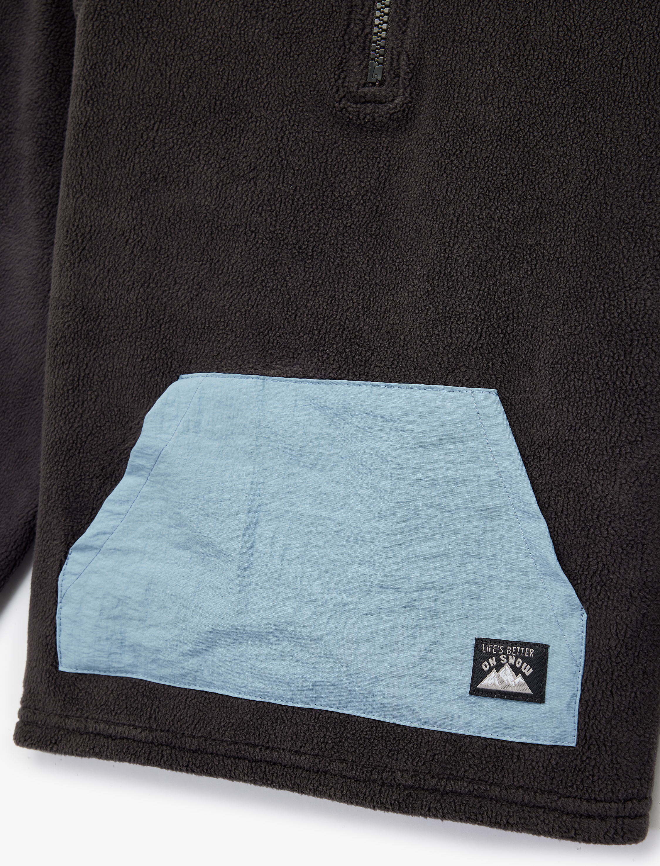  Erkek Bebek Dik Yaka Yarım Fermuarlı Kanguru Cepli Polar Sweatshirt