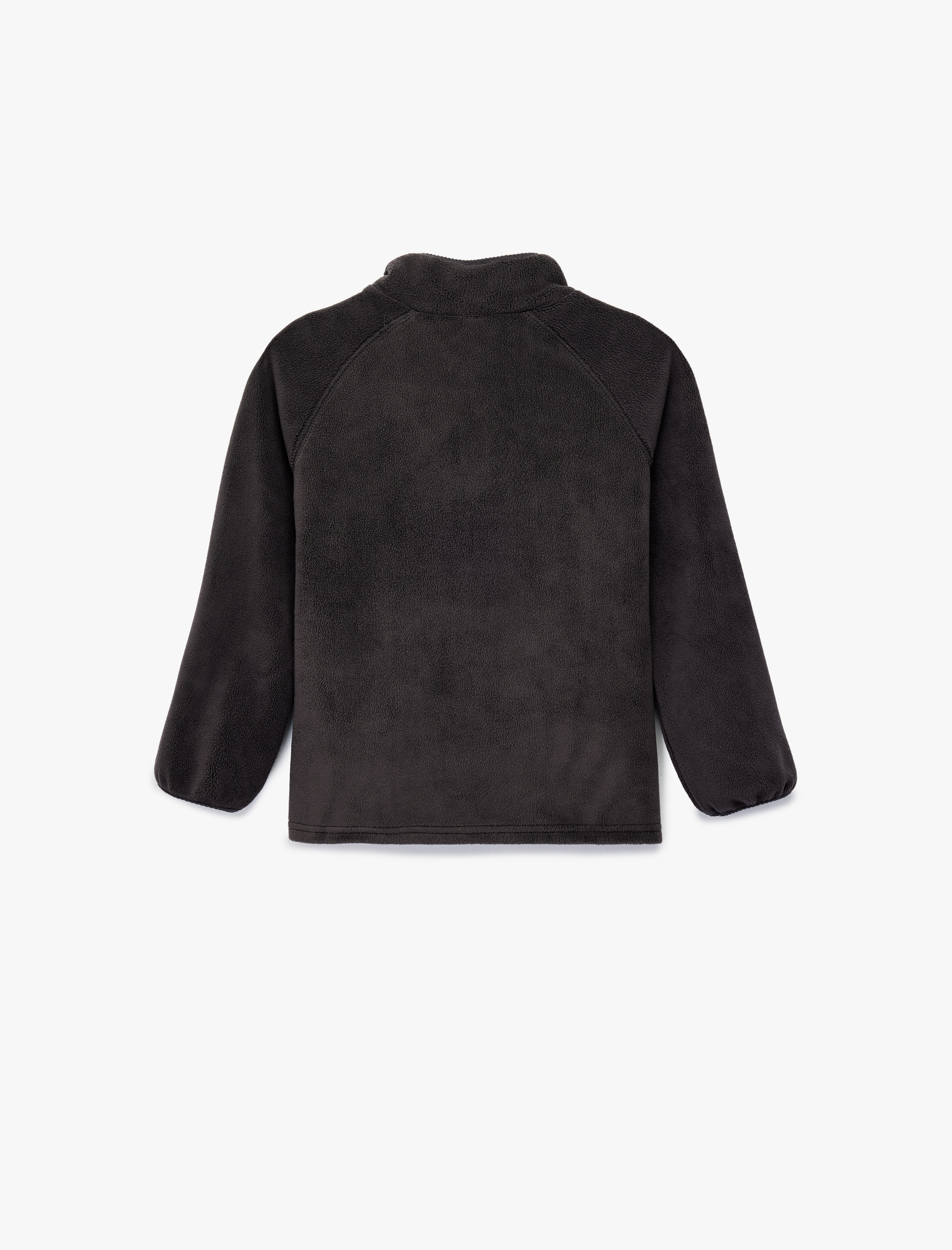  Erkek Bebek Dik Yaka Yarım Fermuarlı Kanguru Cepli Polar Sweatshirt