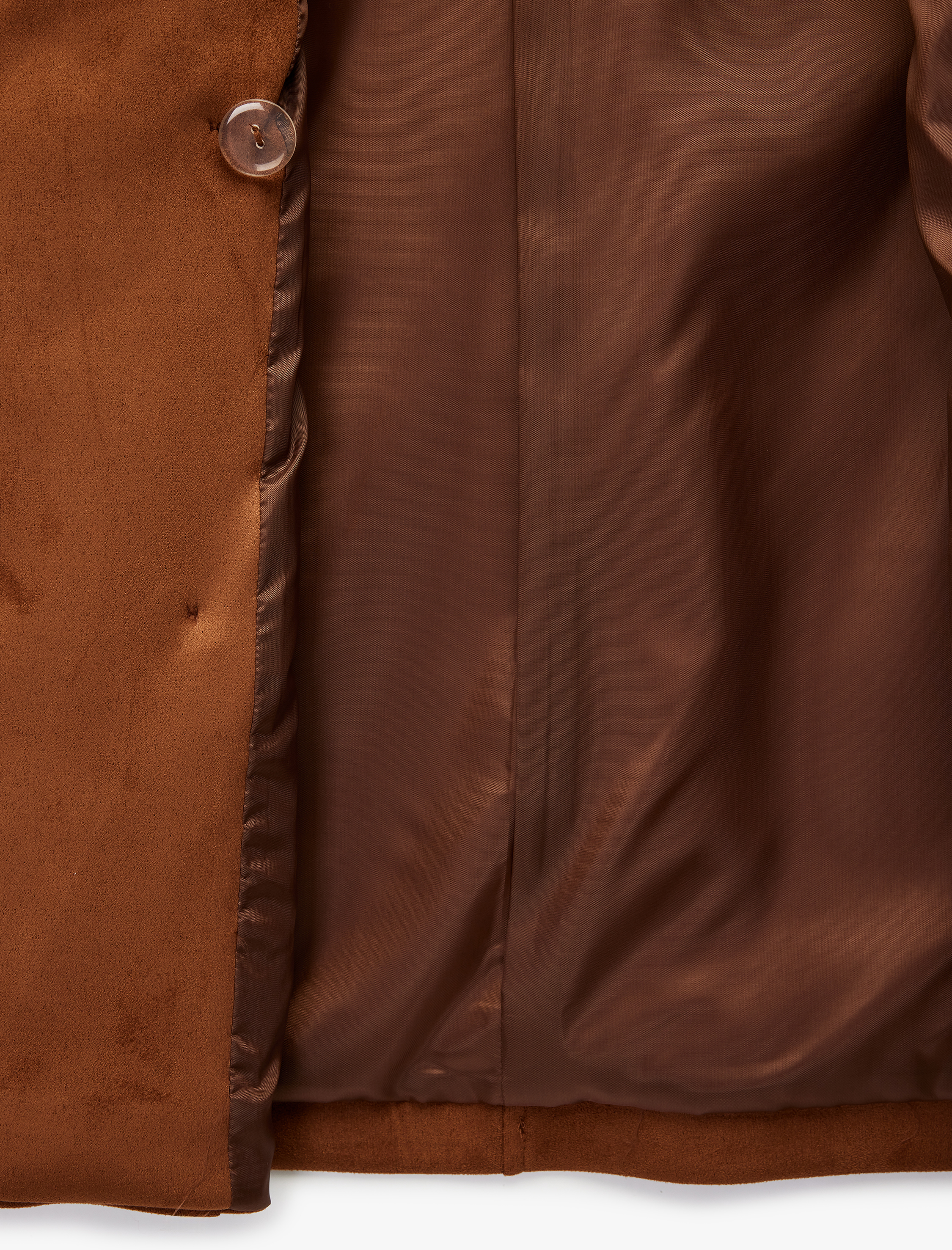   Kruvaze Yaka Cep Detaylı Kemerli Uzun Kollu Suni Süet Trençkot