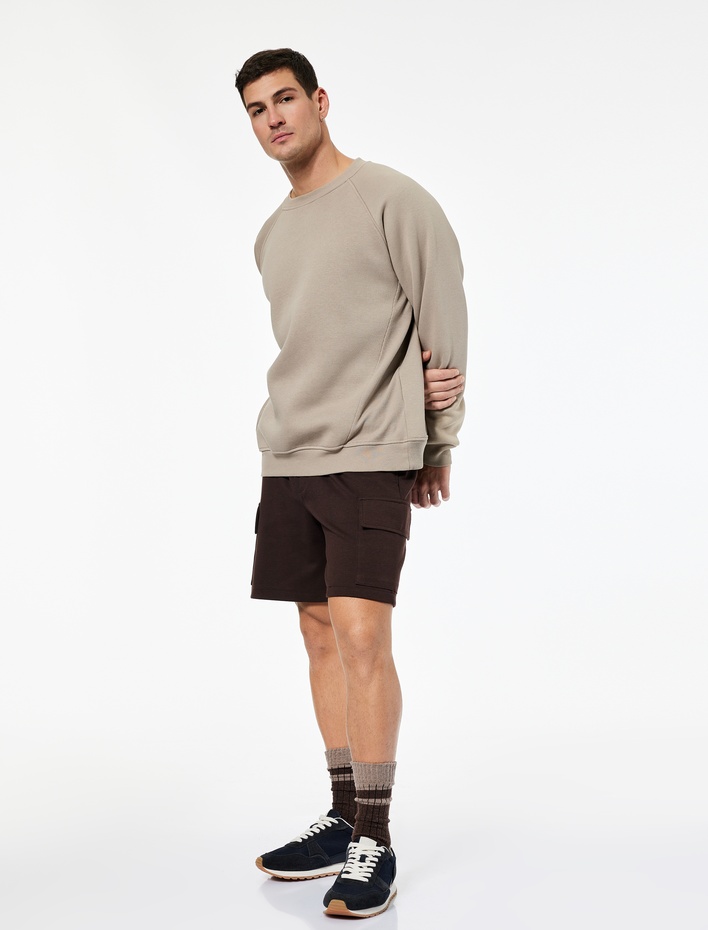  Beli Bağcıklı Rahat Kalıp Kargo Cepli Spor Şort