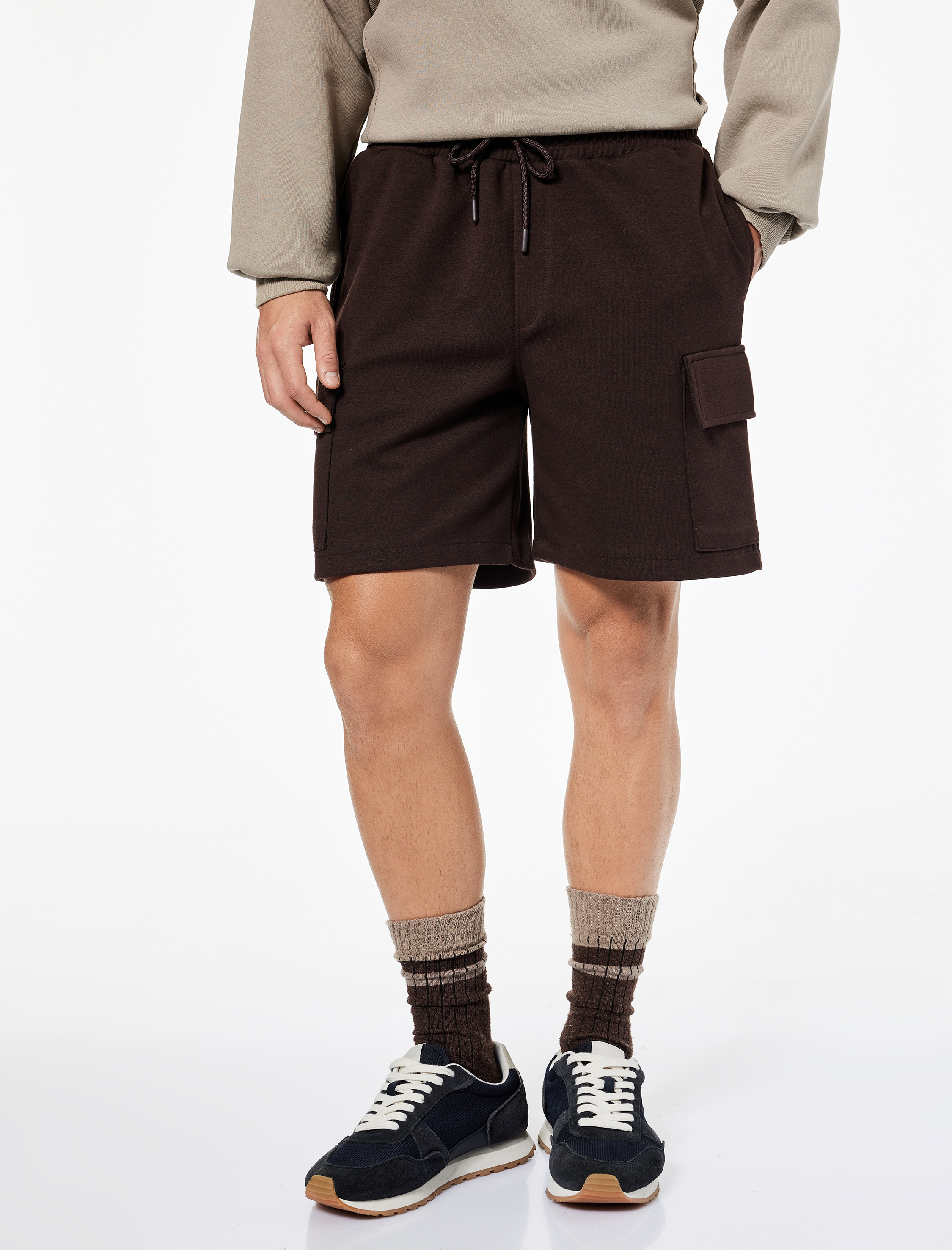   Beli Bağcıklı Rahat Kalıp Kargo Cepli Spor Şort