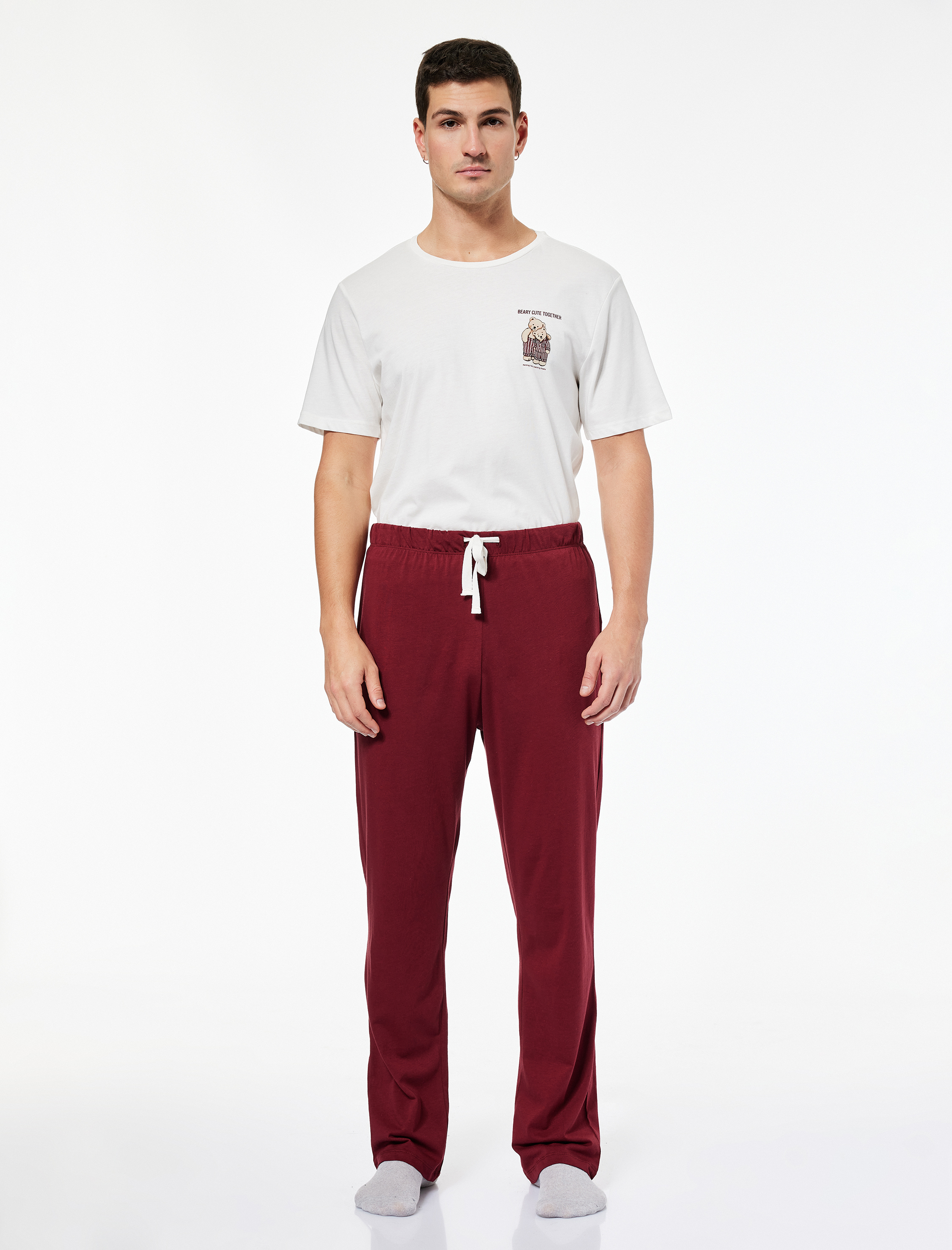   Rahat Kalıp Baskılı Pamuklu Örme Pijama Takımı