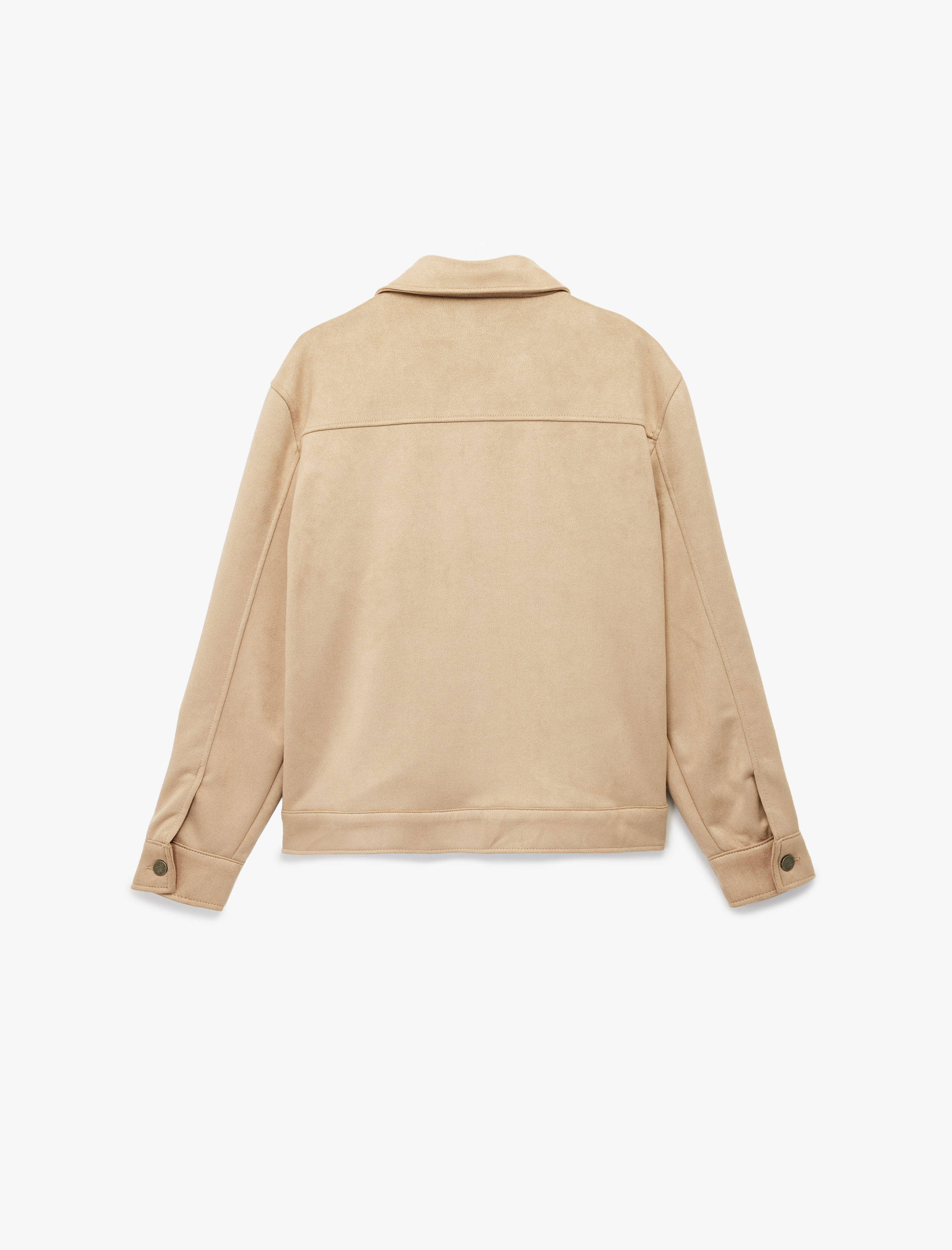   Regular Fit Kapaklı Cepli Gömlek Yaka Düğmeli Suni Süet Ceket