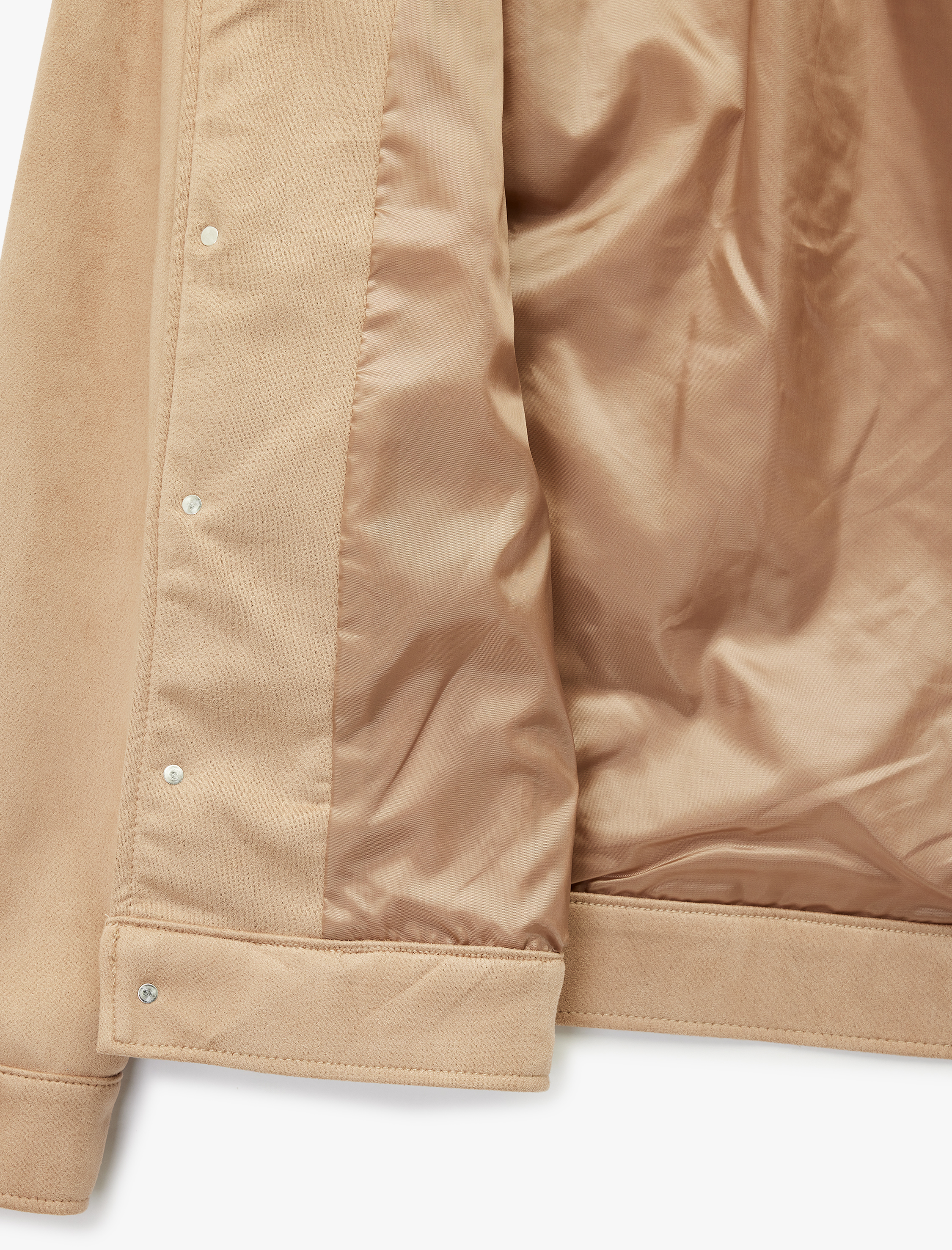   Regular Fit Kapaklı Cepli Gömlek Yaka Düğmeli Suni Süet Ceket