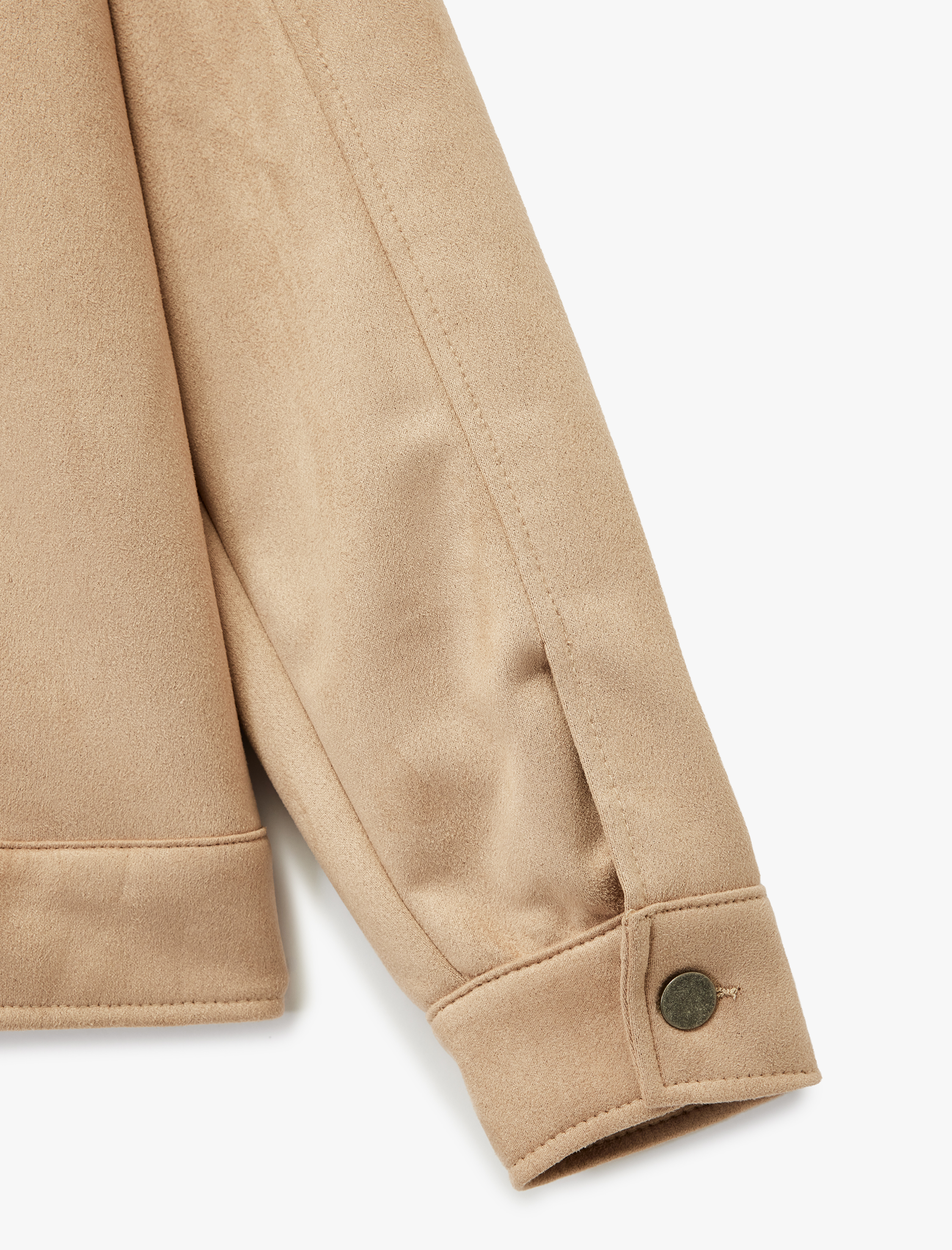   Regular Fit Kapaklı Cepli Gömlek Yaka Düğmeli Suni Süet Ceket