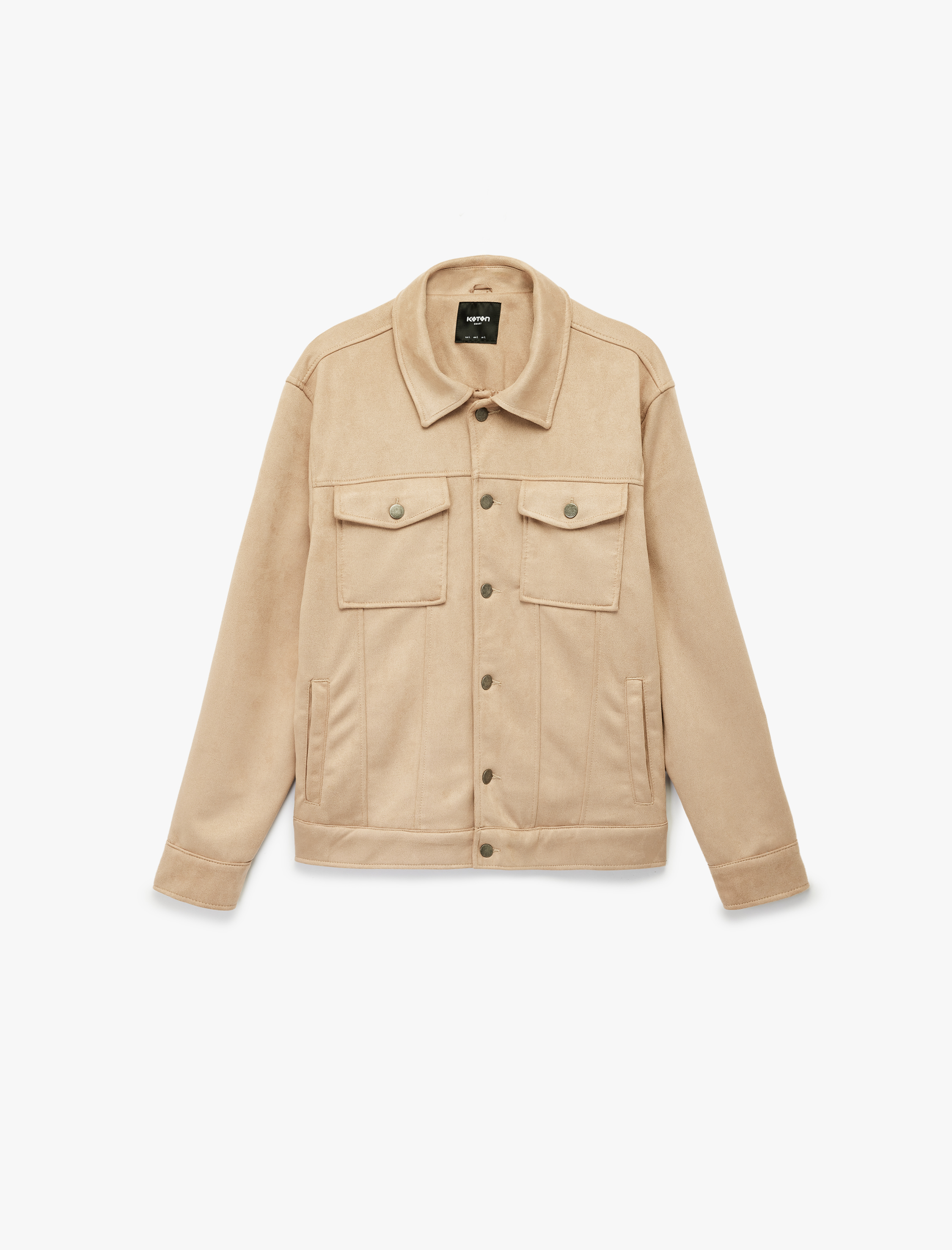   Regular Fit Kapaklı Cepli Gömlek Yaka Düğmeli Suni Süet Ceket