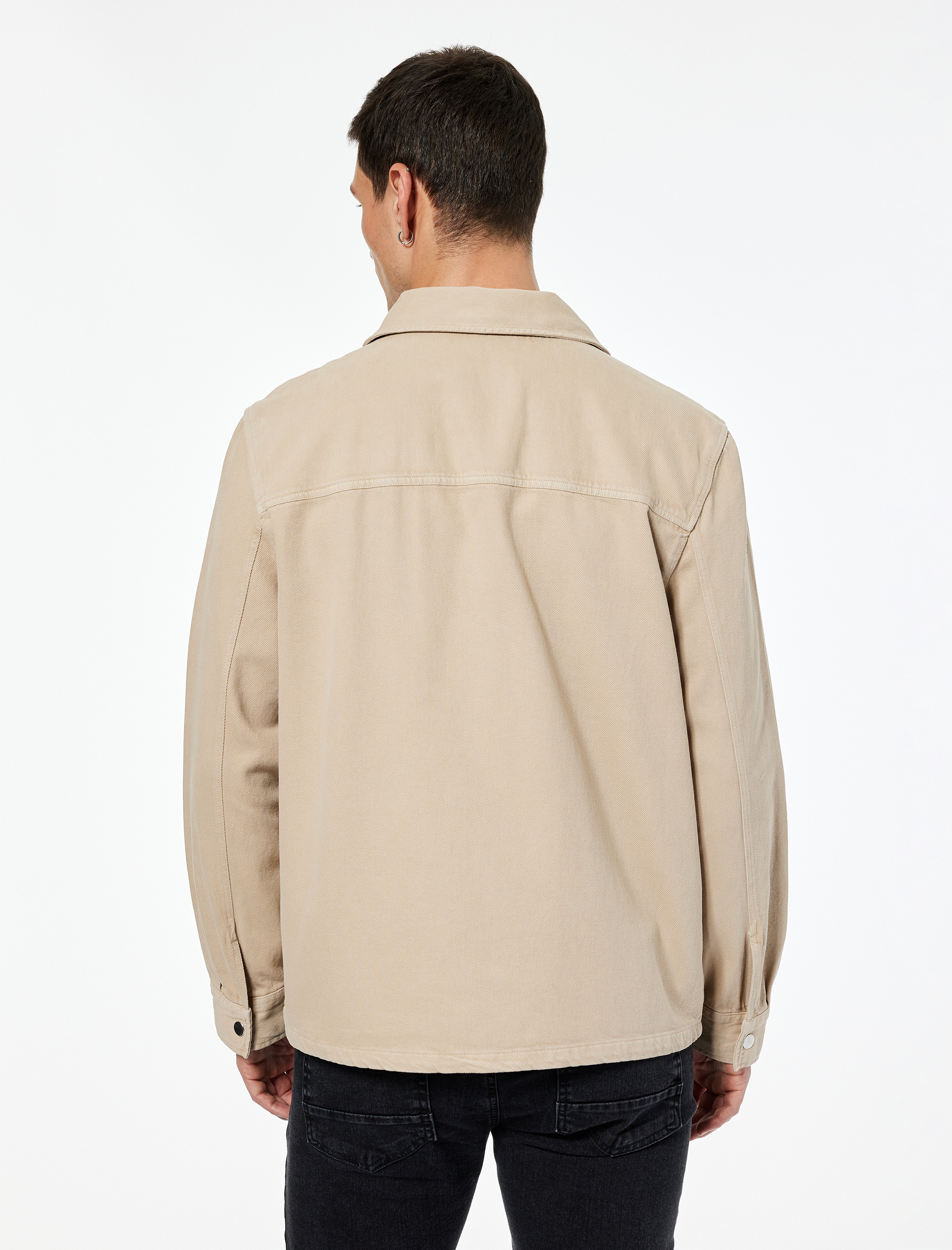   Regular Fit Klasik Yaka Cepli Pamuklu Fermuarlı Gömlek Ceket