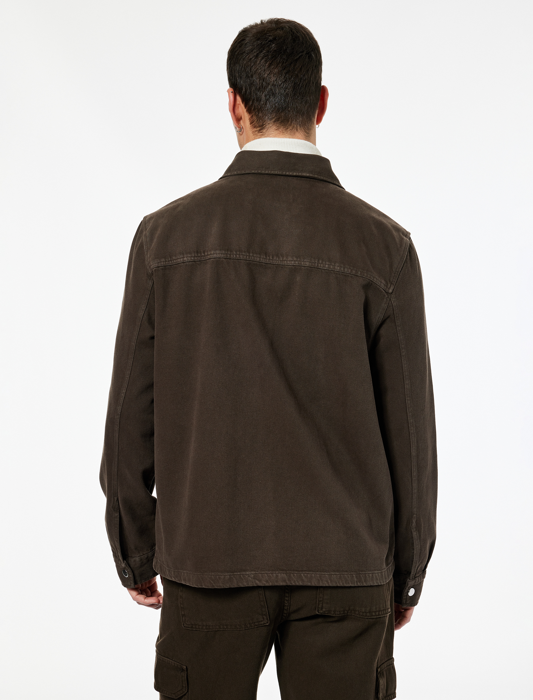   Regular Fit Klasik Yaka Cepli Pamuklu Fermuarlı Gömlek Ceket