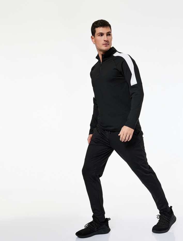  Cepli Baskı Detaylı Beli Bağcıklı Jogger Spor Eşofman Altı