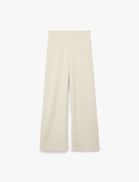 Düz Geniş Paça Dokulu Palazzo Pantolon