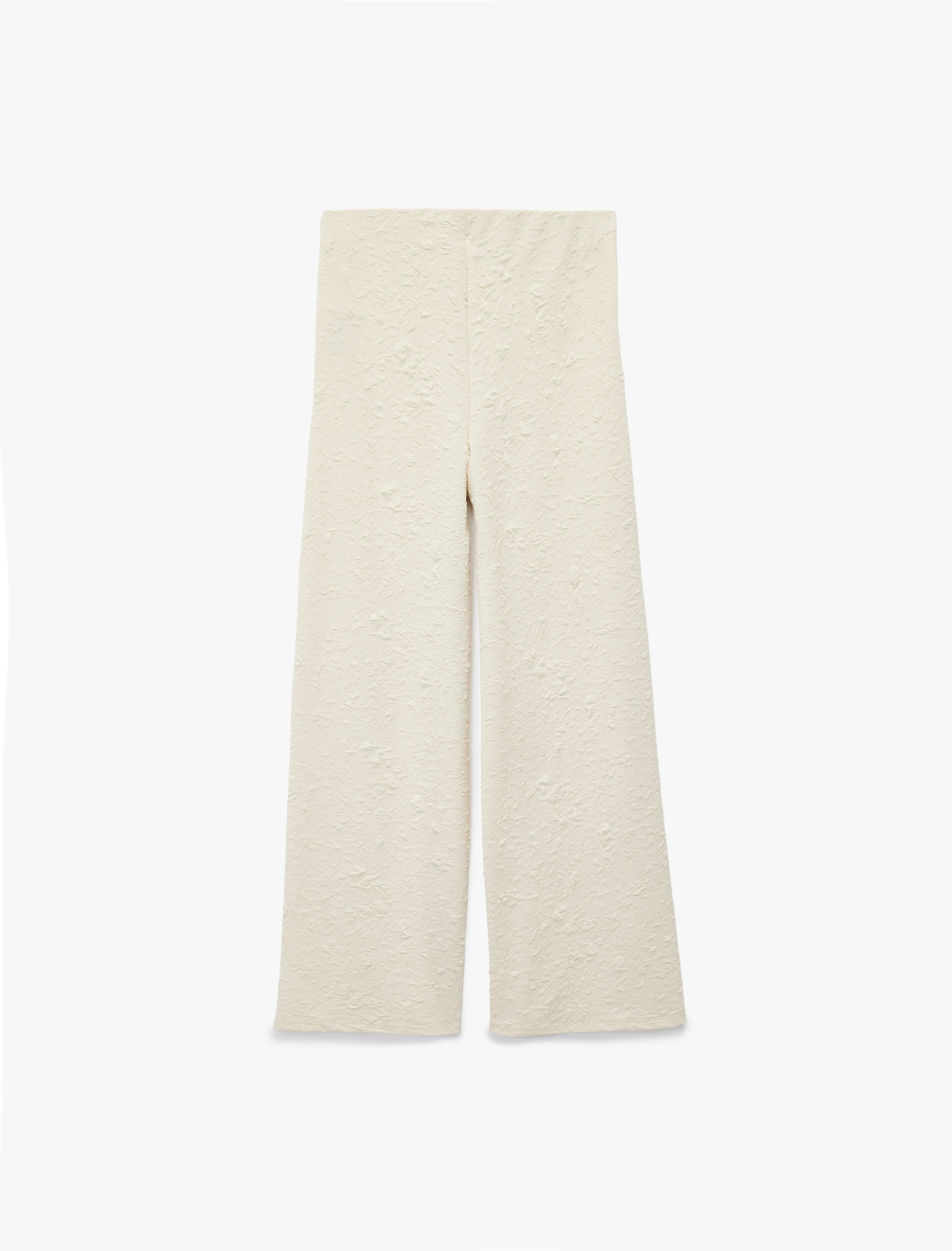   Düz Geniş Paça Dokulu Palazzo Pantolon