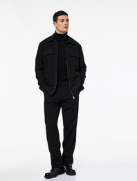 Rahat Kalıp Cepli Viskon Karışımlı Pileli Kumaş Pantolon