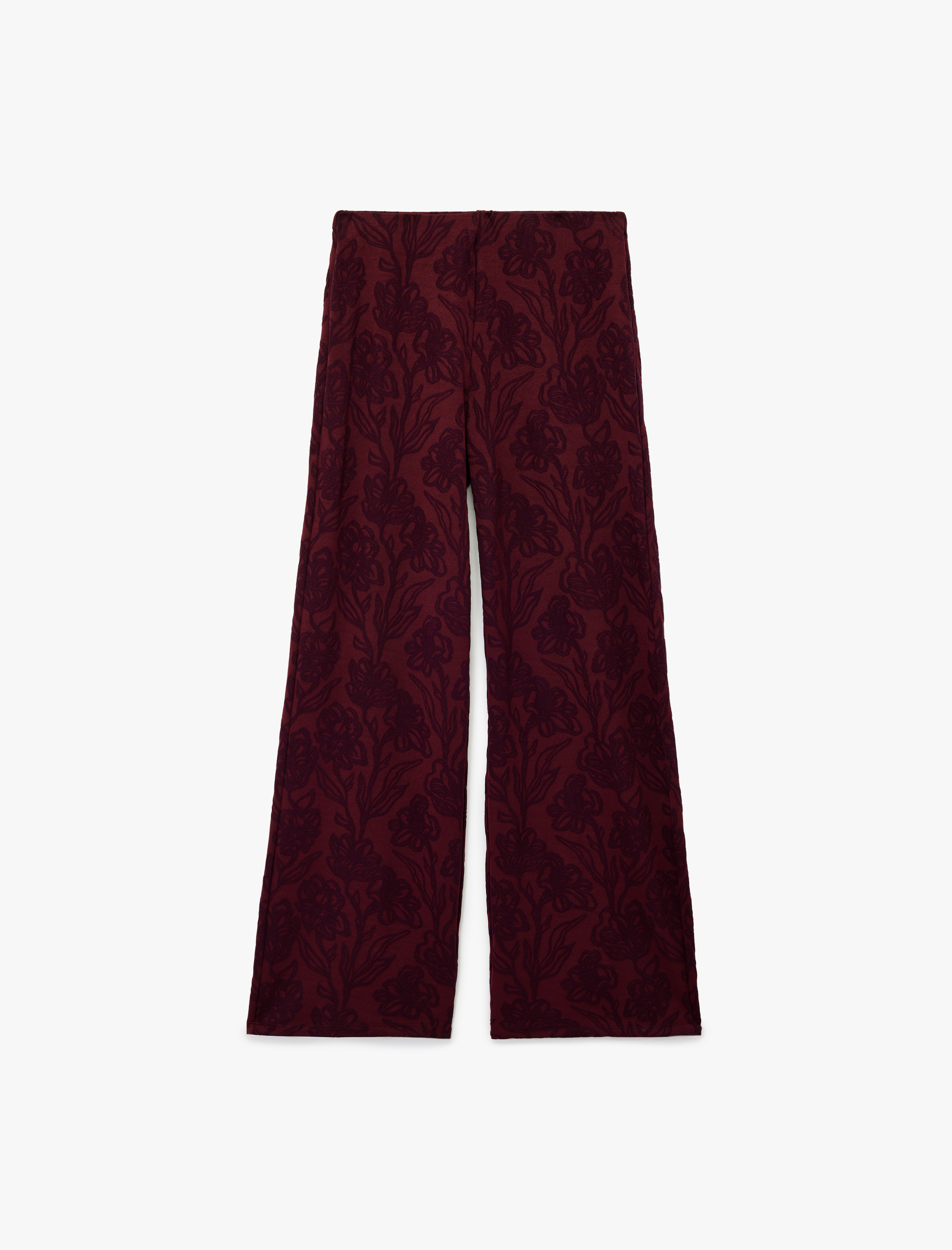   Floral Desenli Düz Uzun Geniş Paça Palazzo Pantolon