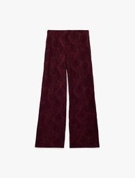 Floral Desenli Düz Uzun Geniş Paça Palazzo Pantolon