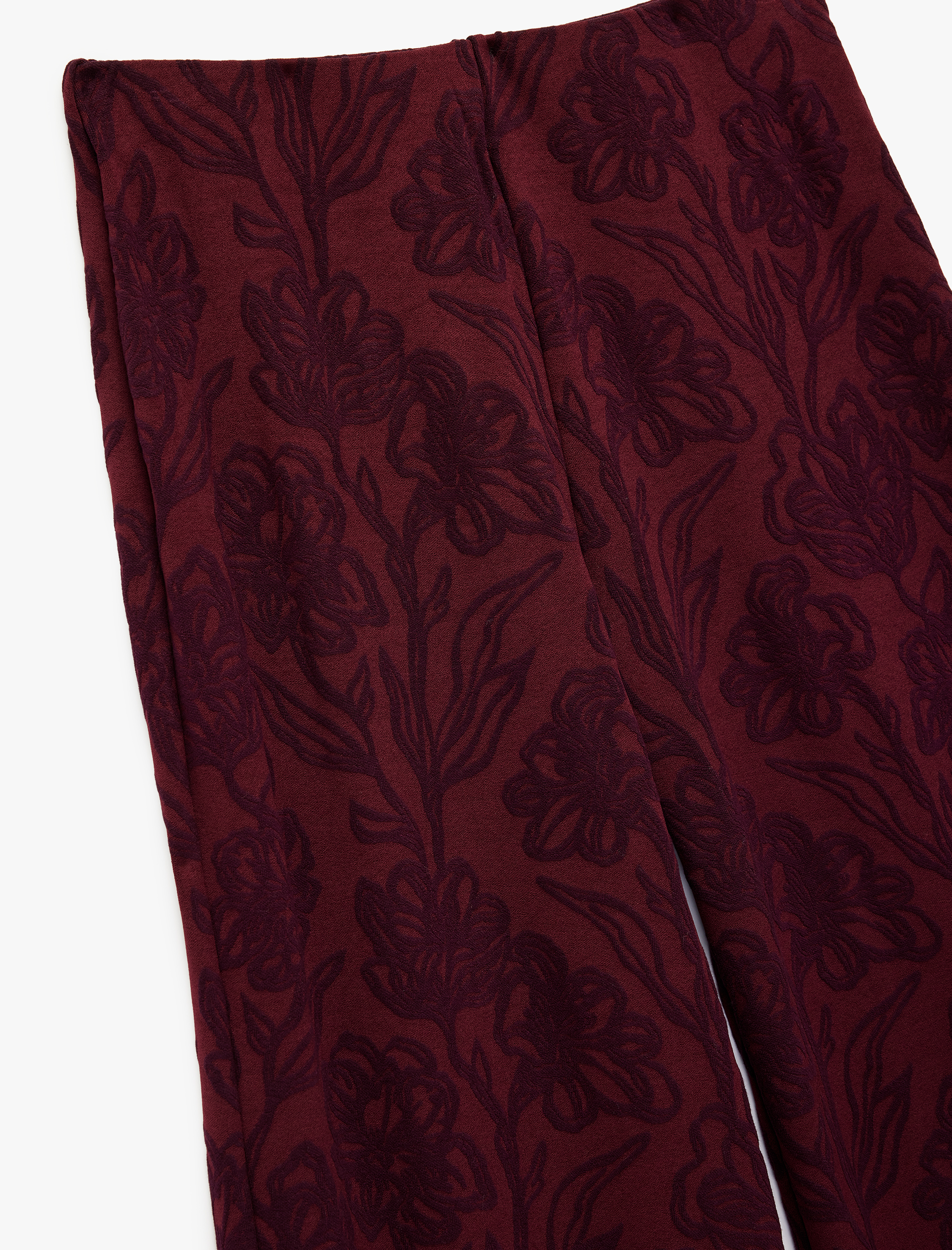   Floral Desenli Düz Uzun Geniş Paça Palazzo Pantolon