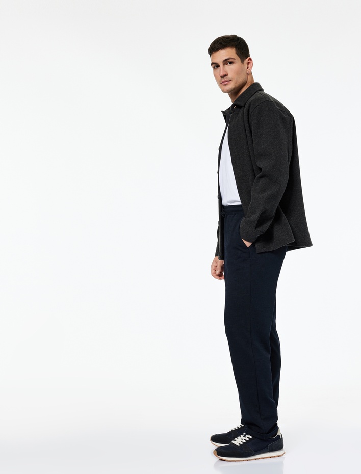  Regular Fit Cepli Beli Bağcıklı Pantolon