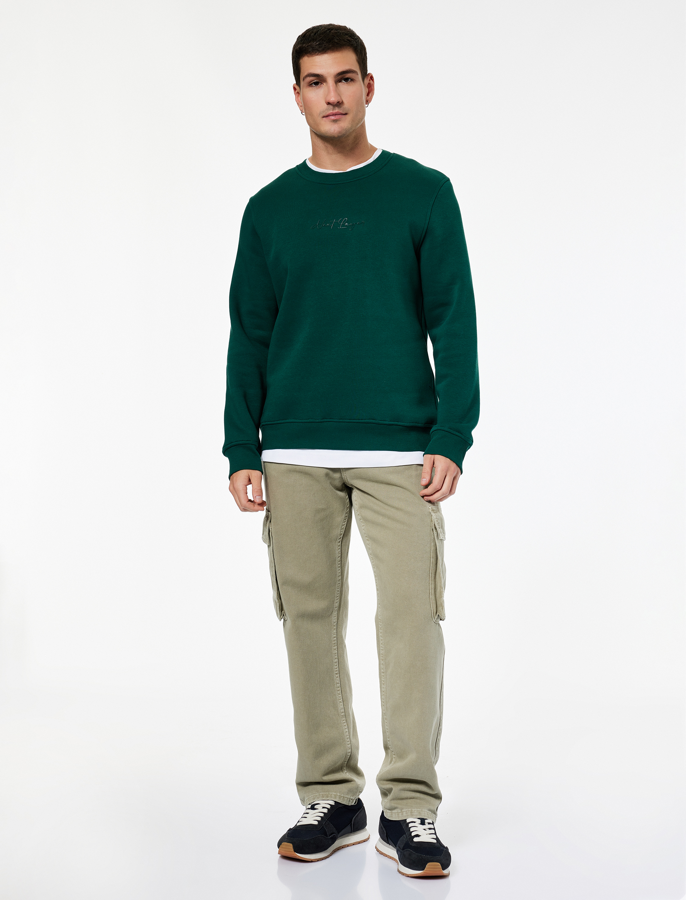   Regular Fit Pamuk Viskon Karışımlı Bisiklet Yaka Baskılı Sweatshirt