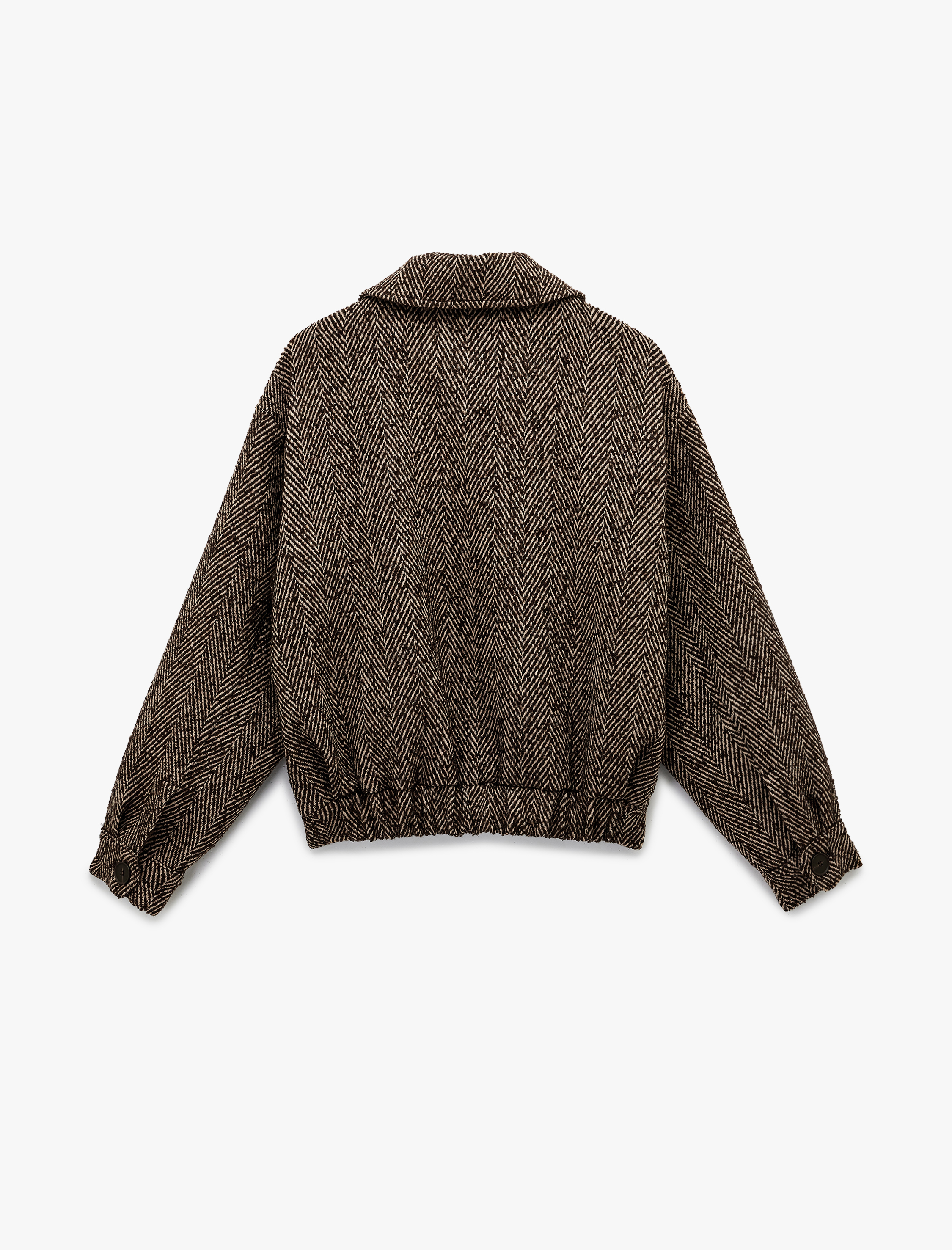   Koton X Melis Ağazat - Uzun Kollu Cepli Düğmeli Desenli Kaşe Ceket