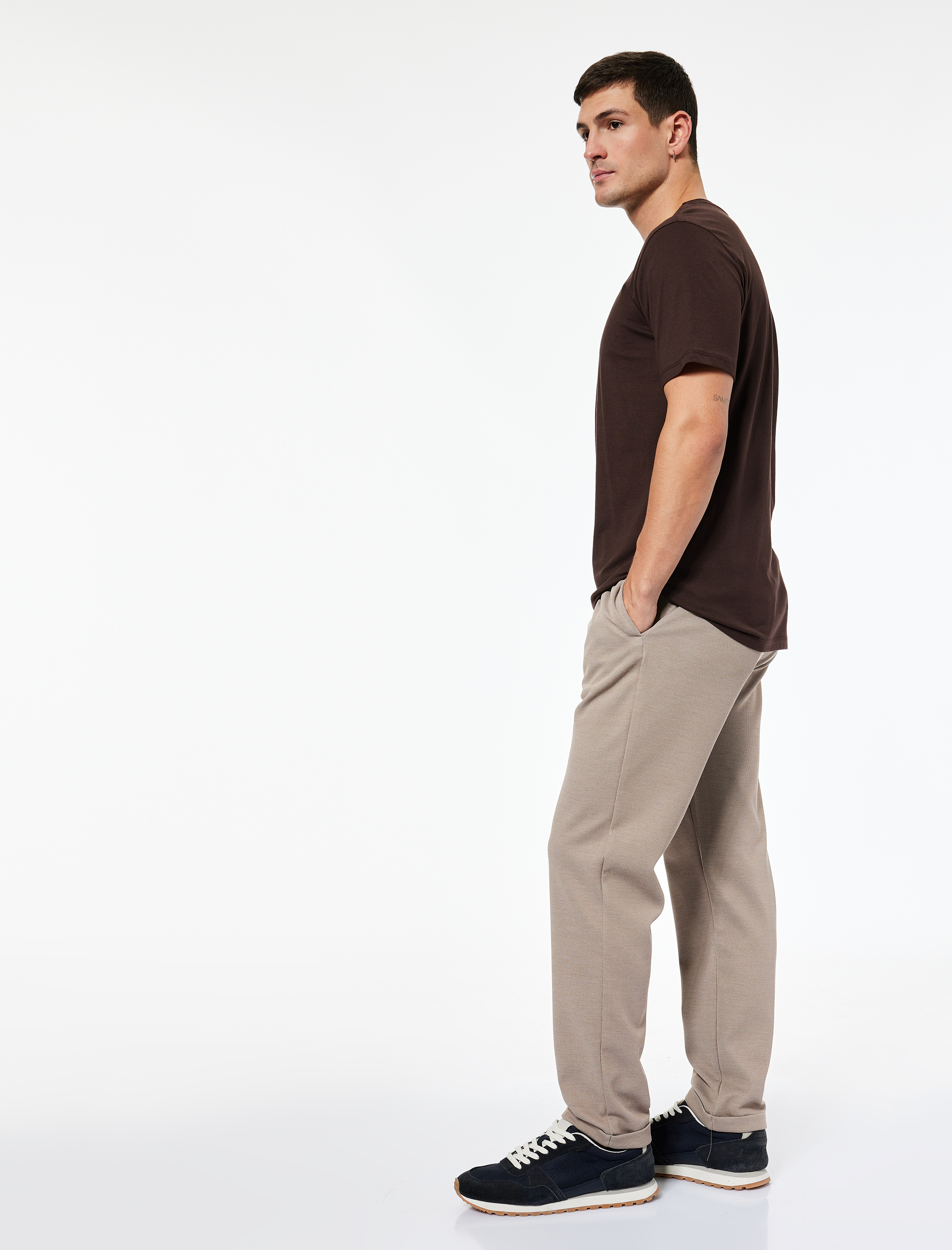   Straight Fit Pike Kumaş Cep Detaylı Rahat Kesim Beli Bağcıklı Pantolon