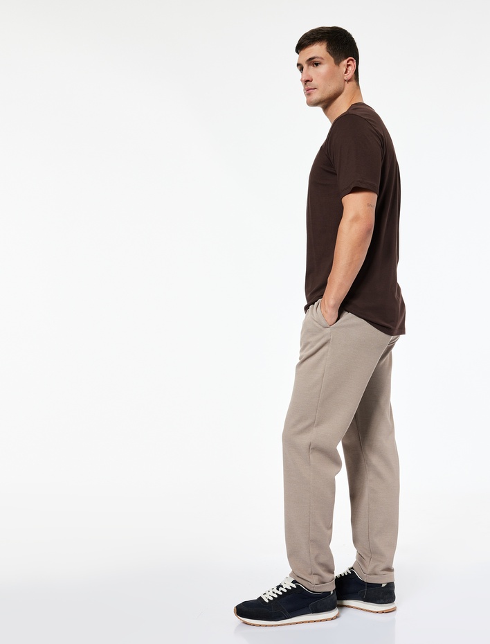  Straight Fit Pike Kumaş Cep Detaylı Rahat Kesim Beli Bağcıklı Pantolon