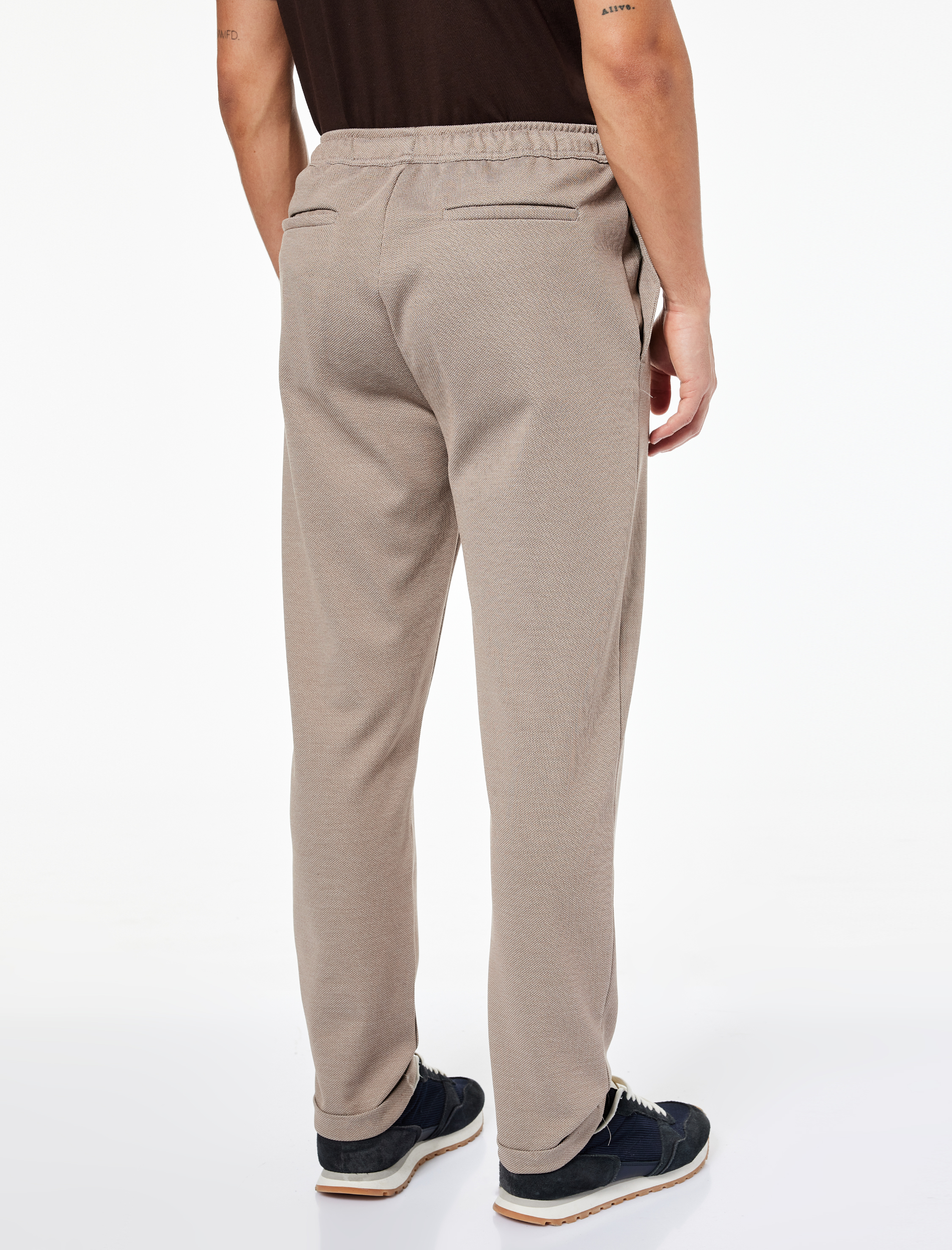   Straight Fit Pike Kumaş Cep Detaylı Rahat Kesim Beli Bağcıklı Pantolon