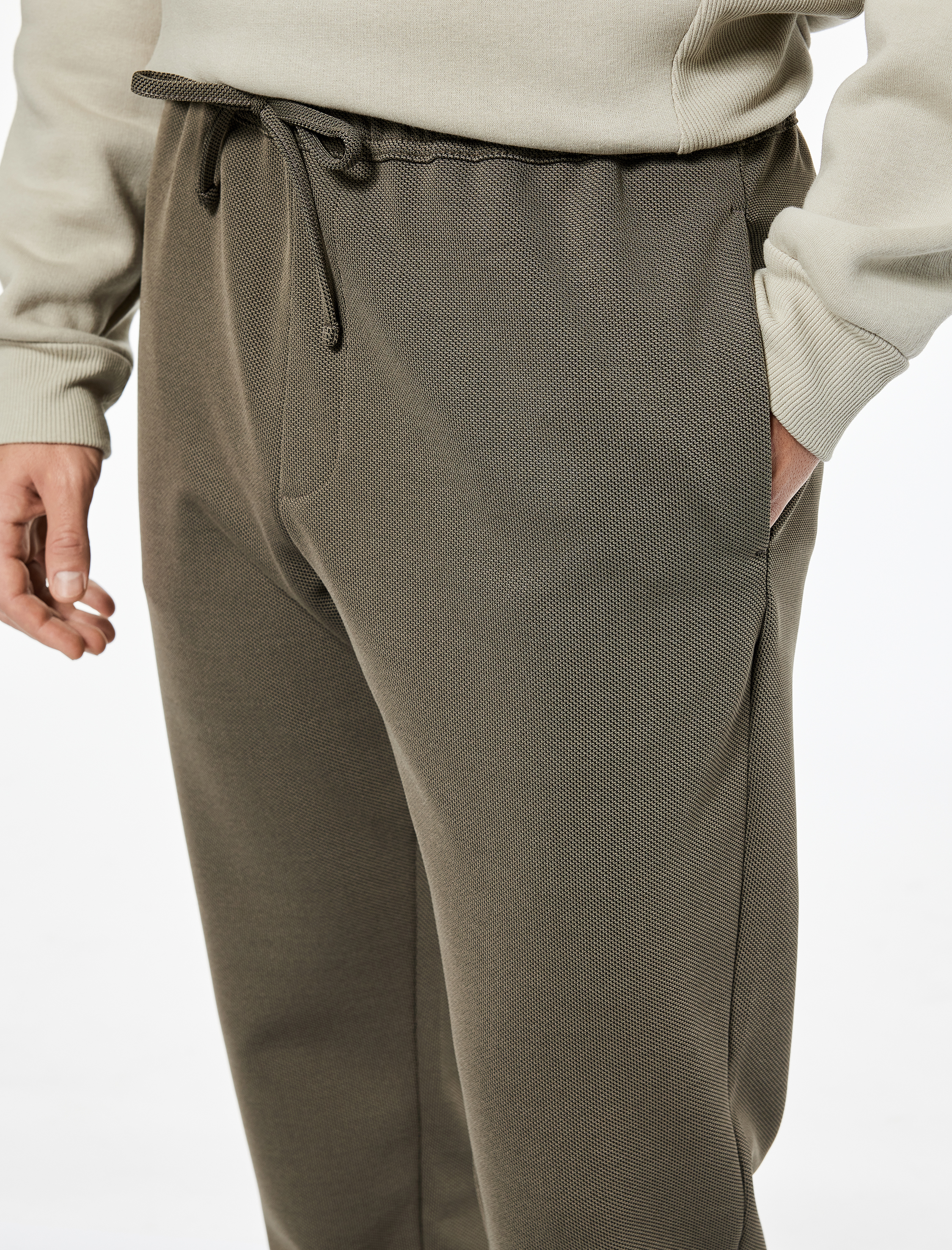   Straight Fit Pike Kumaş Cep Detaylı Rahat Kesim Beli Bağcıklı Pantolon