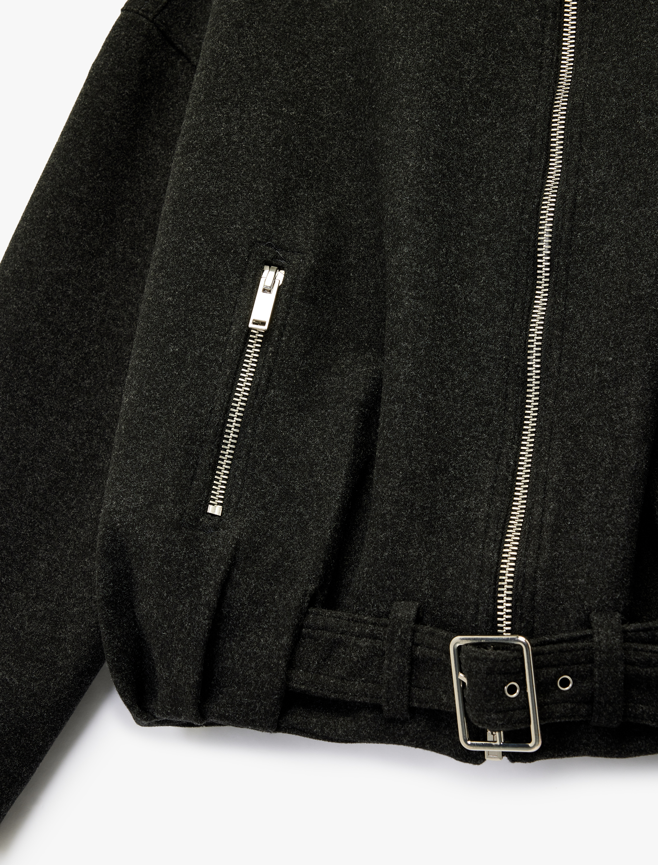   Koton X Sibil Çetinkaya - Uzun Kollu Fermuarlı Oversize Kaşe Bomber Ceket