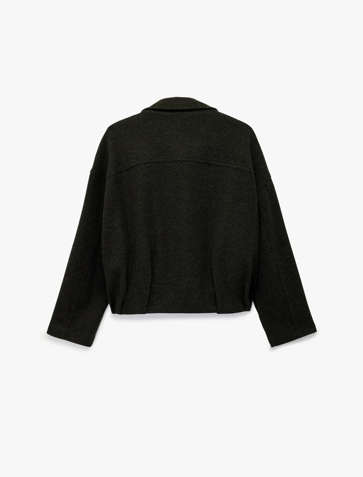  Koton X Sibil Çetinkaya - Uzun Kollu Fermuarlı Oversize Kaşe Bomber Ceket