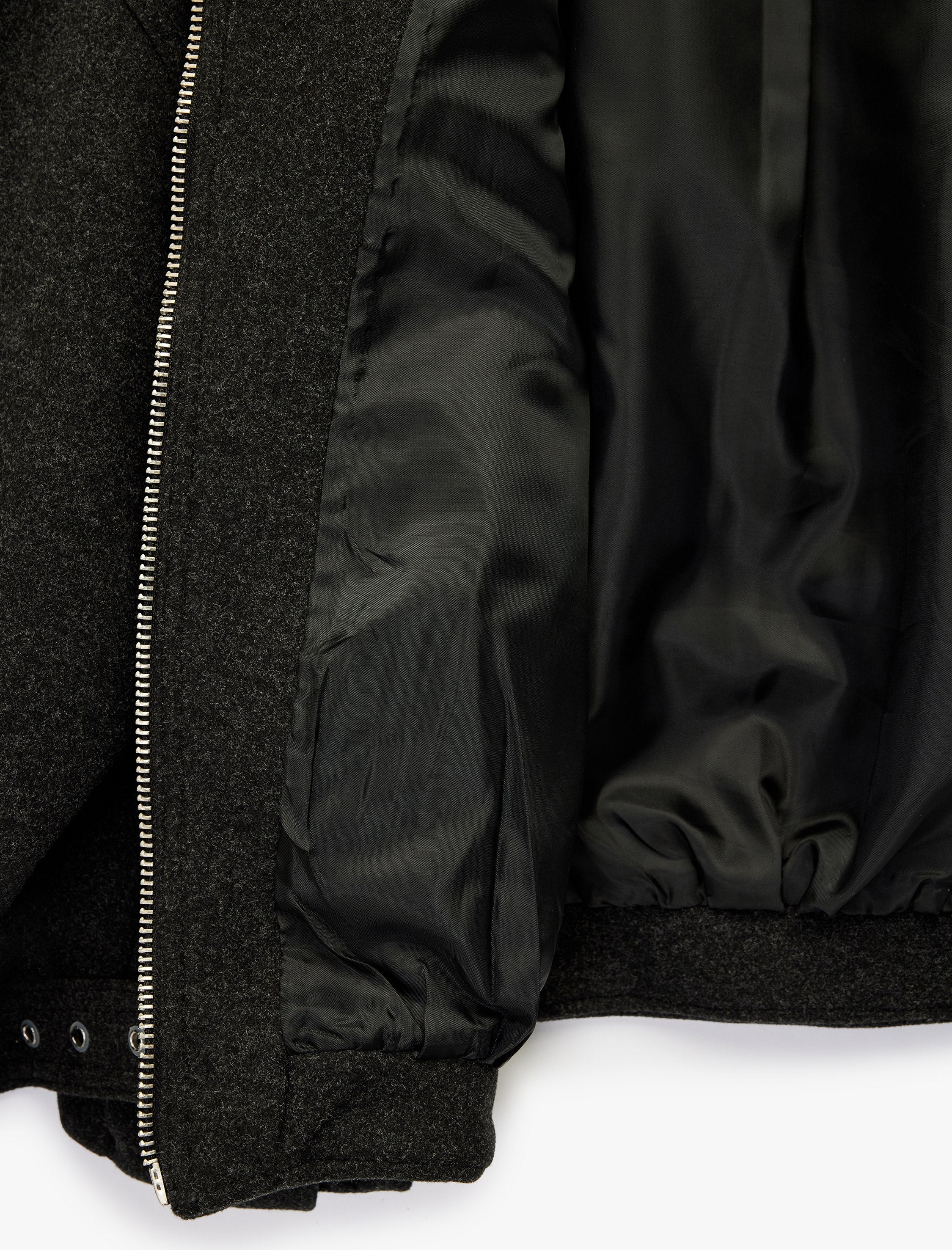   Koton X Sibil Çetinkaya - Uzun Kollu Fermuarlı Oversize Kaşe Bomber Ceket