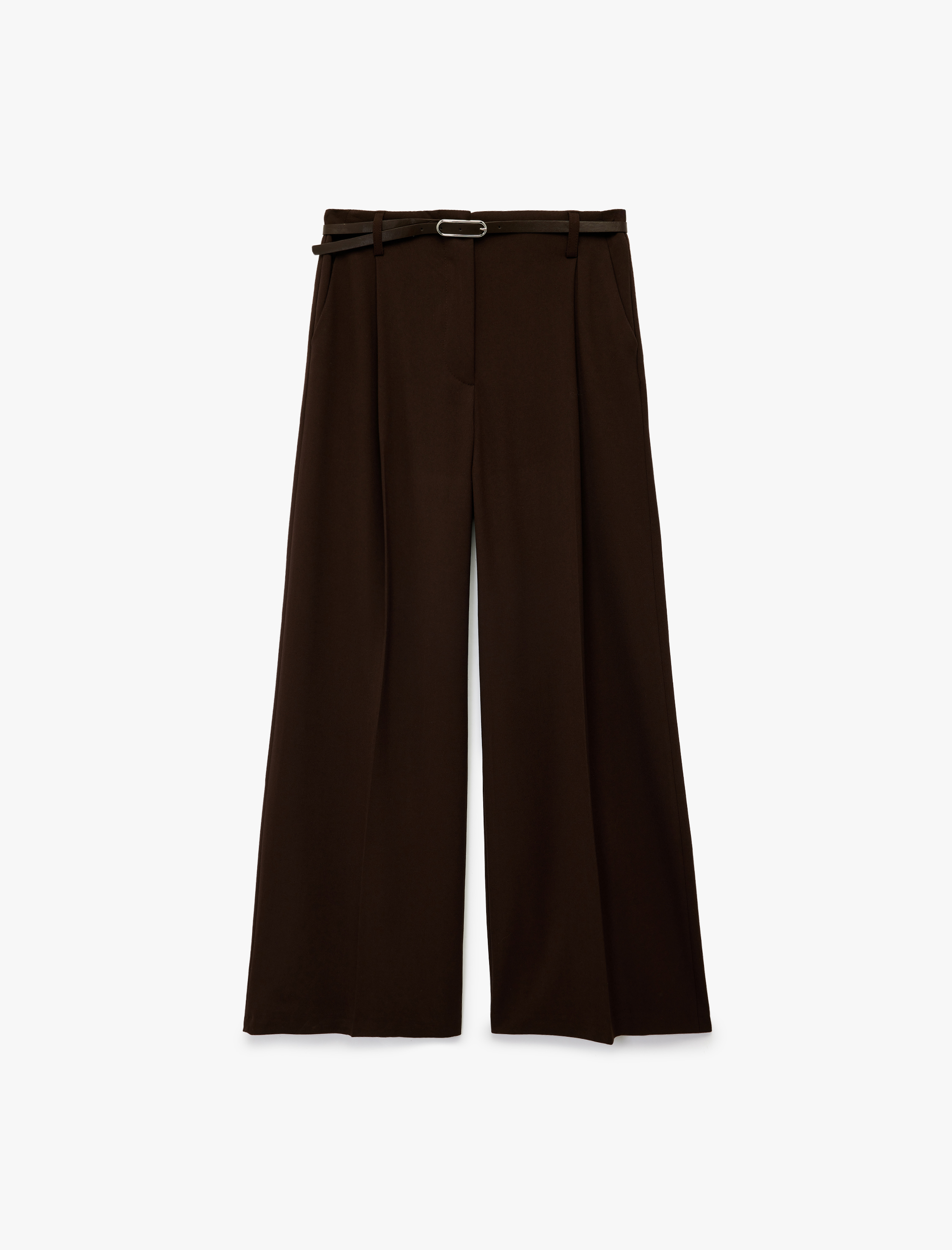   Koton X Sima Tarkan - Cepli Geniş Paça Kemerli Palazzo Kumaş Pantolon