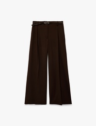 Koton X Sima Tarkan - Cepli Geniş Paça Kemerli Palazzo Kumaş Pantolon