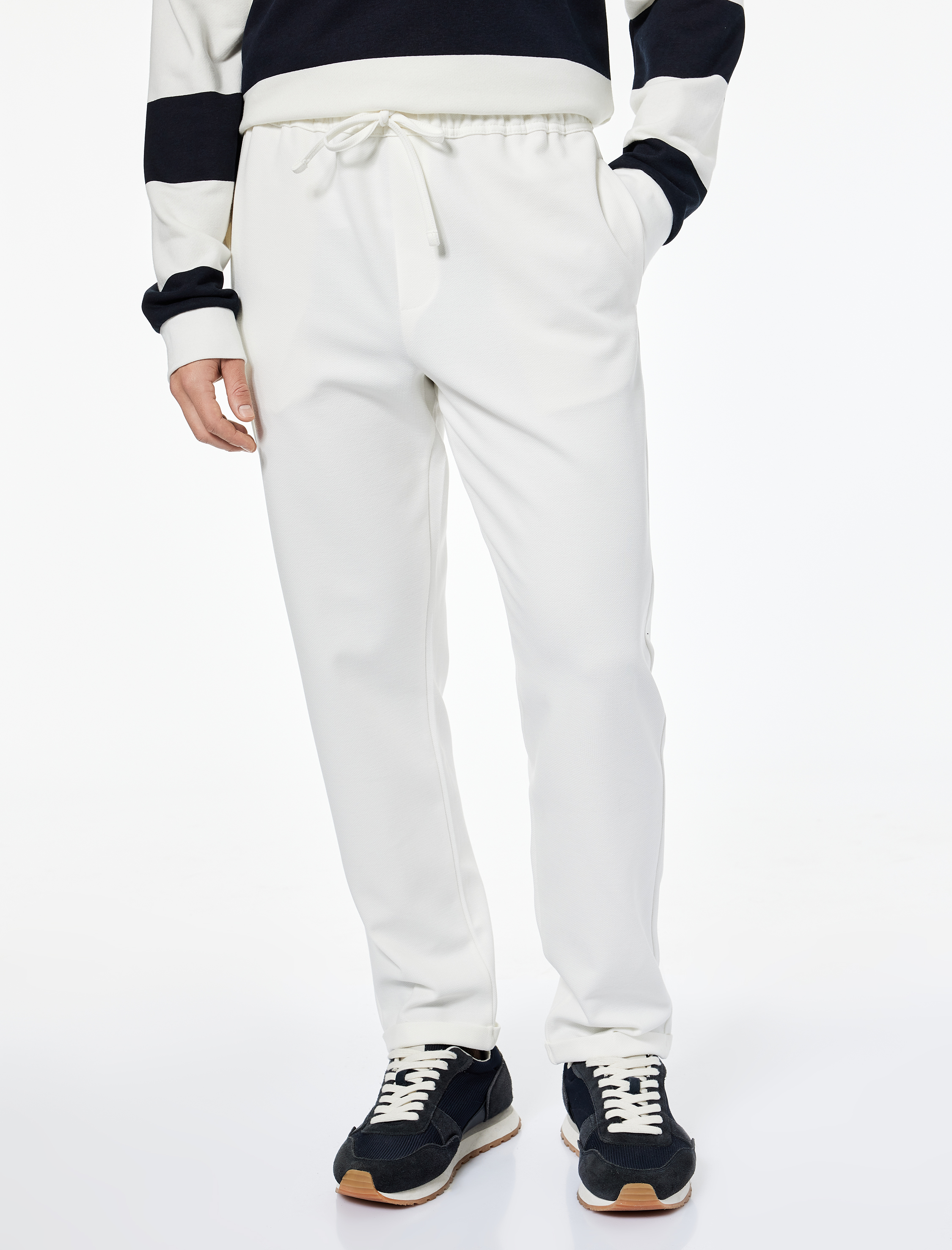   Straight Fit Pike Kumaş Cep Detaylı Rahat Kesim Beli Bağcıklı Pantolon