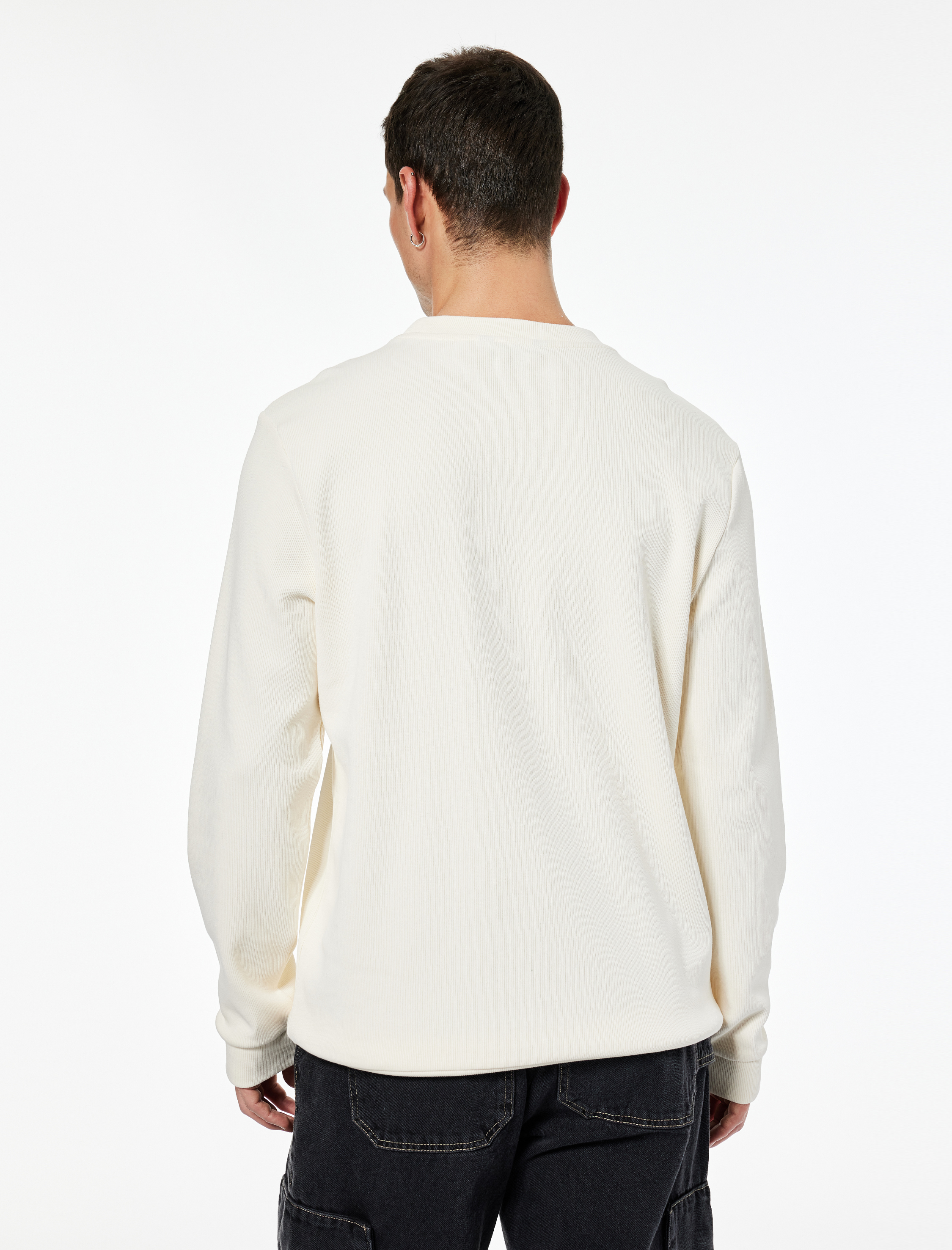   Pamuklu Uzun Kollu Basic Bisiklet Yaka Sweatshirt