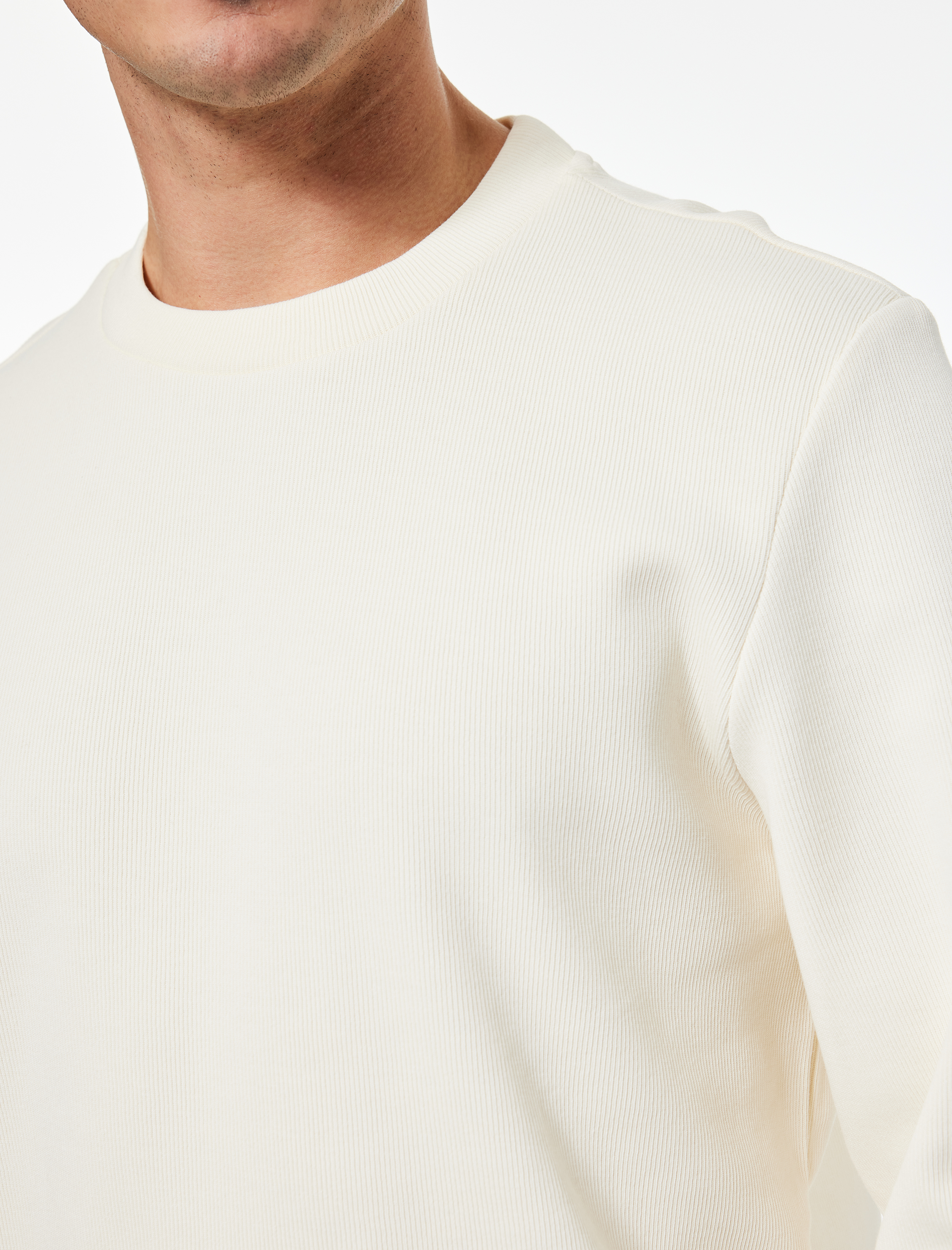   Pamuklu Uzun Kollu Basic Bisiklet Yaka Sweatshirt