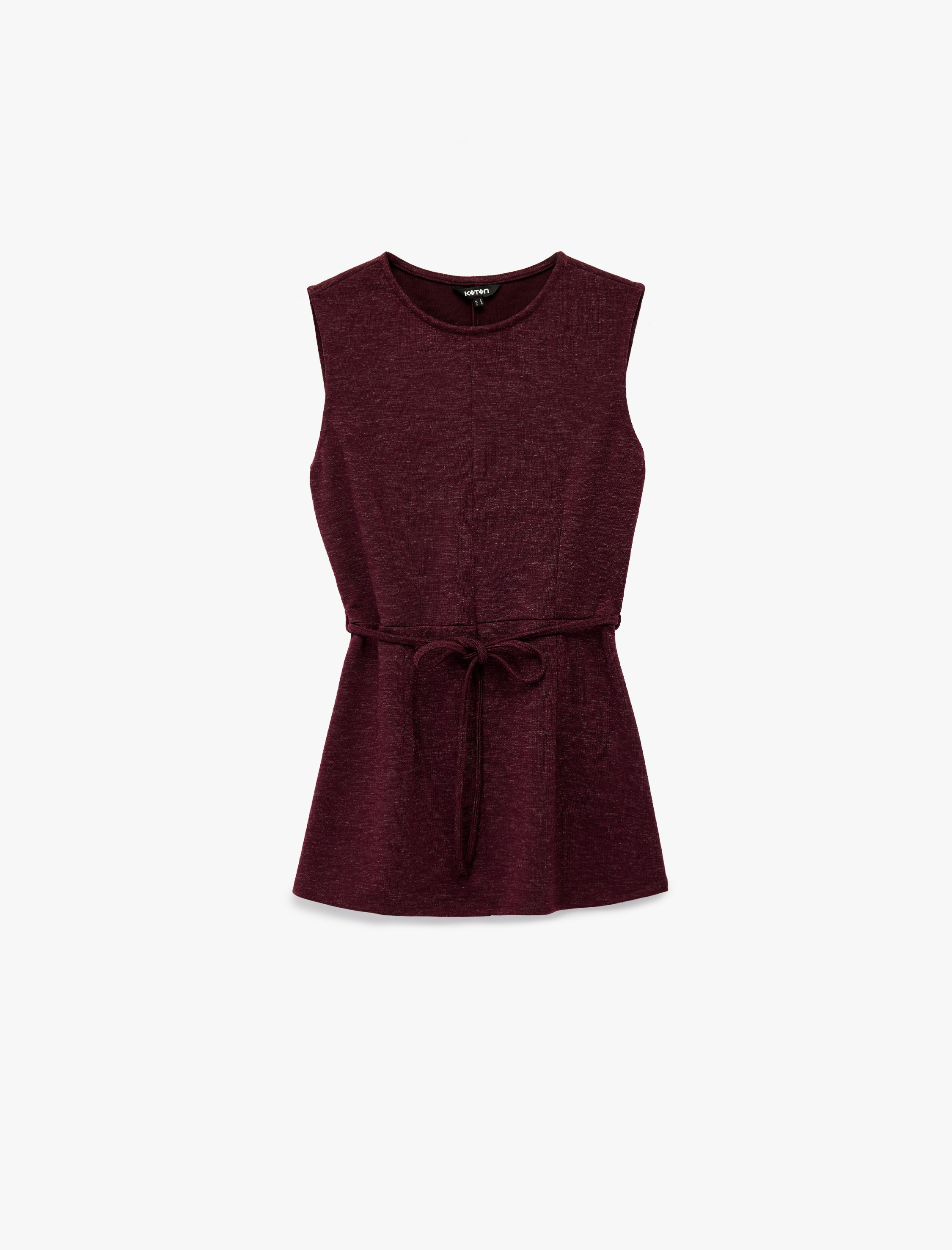   Bisiklet Yaka Kolsuz Kemer Detaylı Bluz