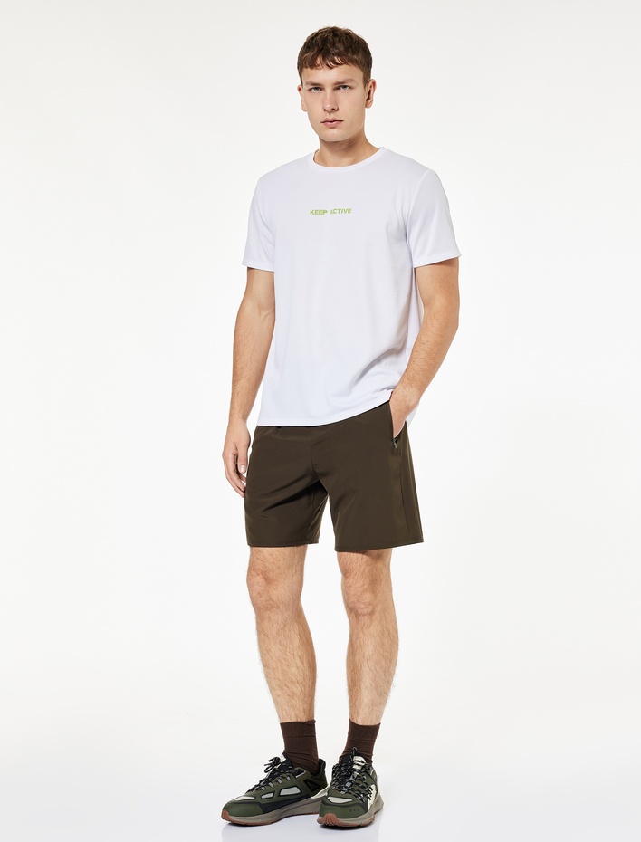  Fermuarlı Cep Detaylı Beli Bağcıklı Paraşüt Spor Şort