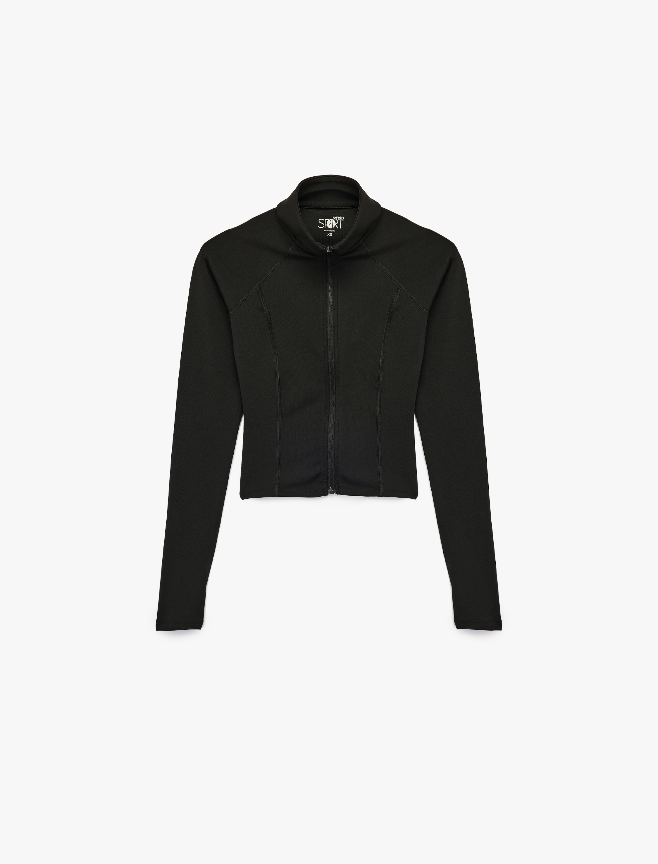   Fermuarlı Uzun Kollu Dik Yaka Slim Fit Spor Sweatshirt